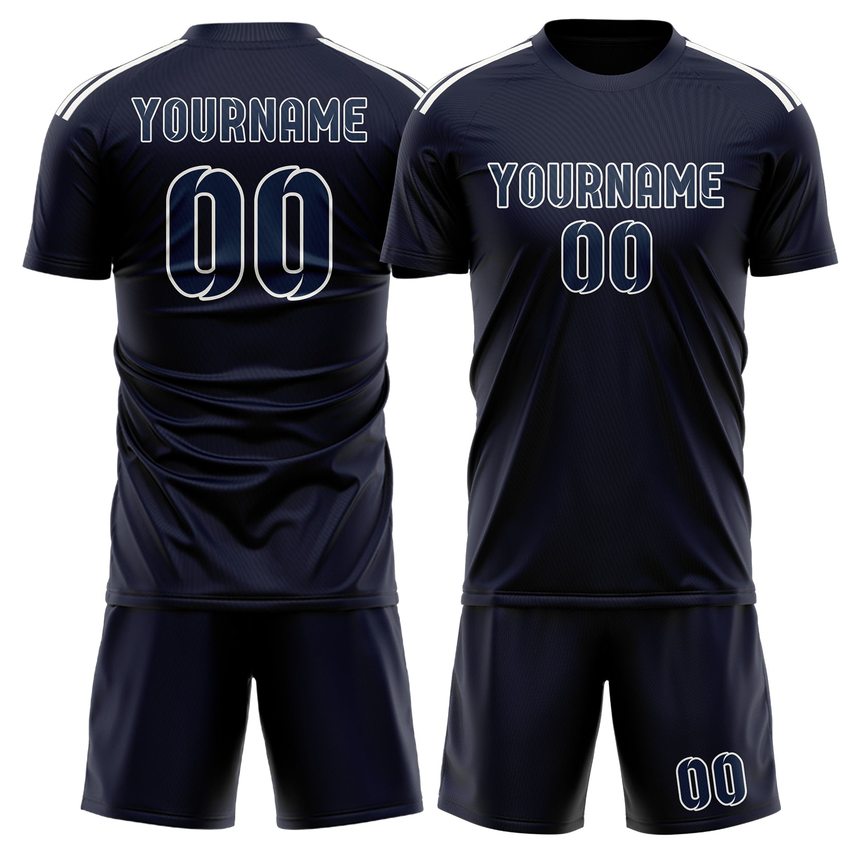 Maßgeschneidertes Professionelles Stahlblau Marineblau Fußballtrikot-Set