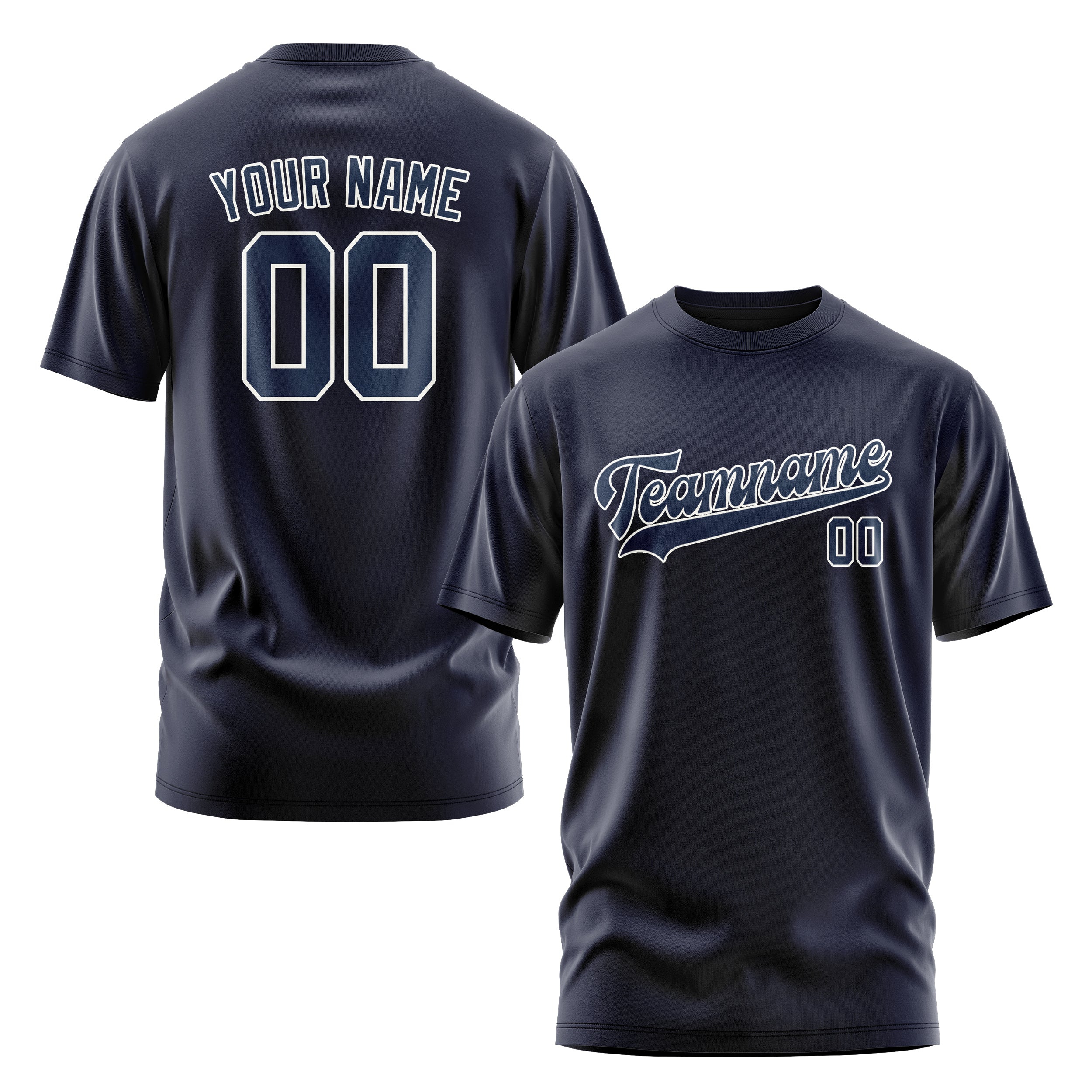 Maßgeschneidertes Stahlblau Marineblau T-Shirt