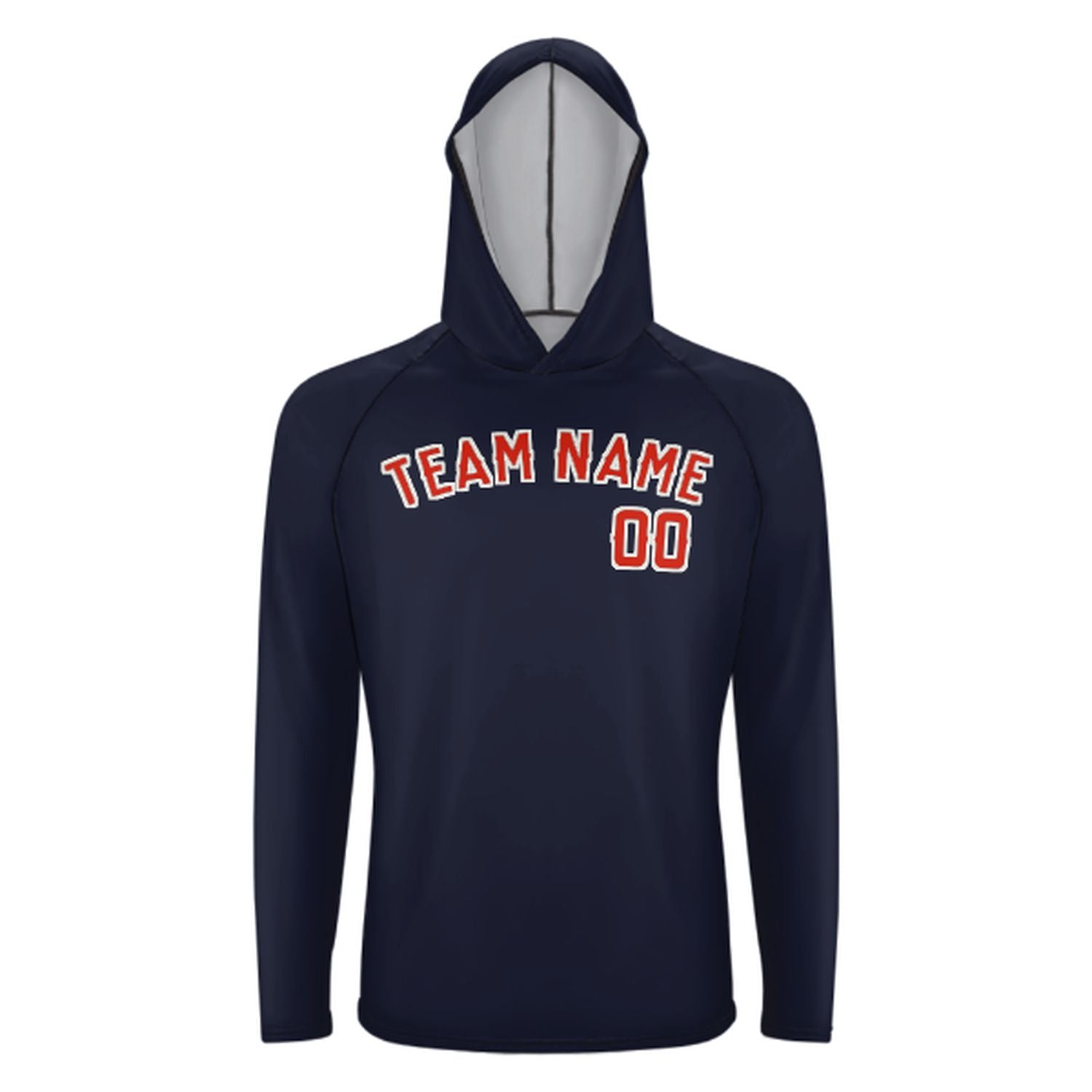 Maßgeschneidertes Stahlblau Orangerot UV-Hoodie