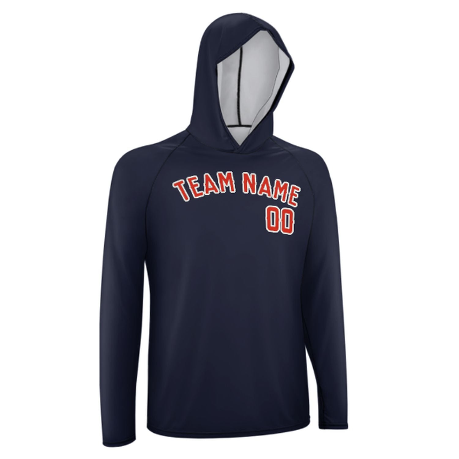 Maßgeschneidertes Stahlblau Orangerot UV-Hoodie