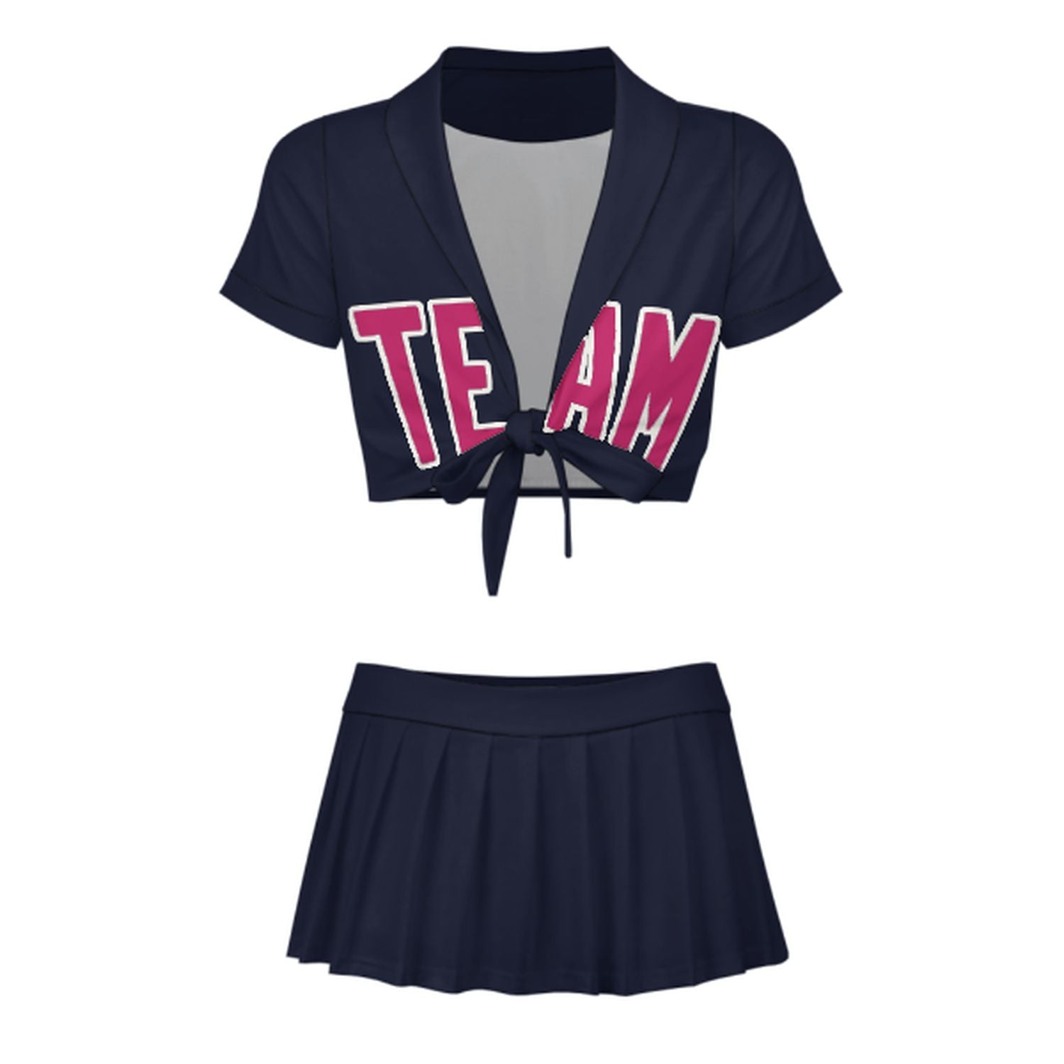 Maßgeschneidertes Stahlblau Rosarot Cheerleader Outfit Set