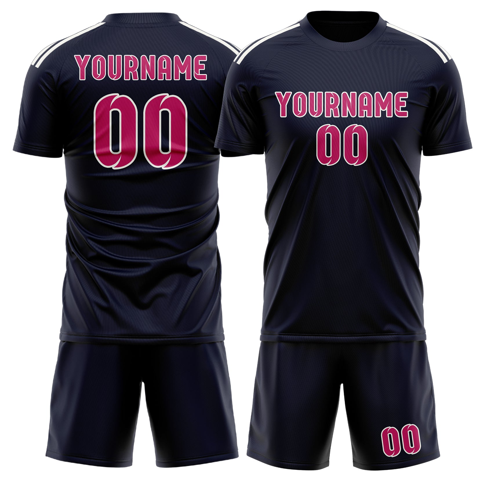Maßgeschneidertes Professionelles Stahlblau Rosarot Fußballtrikot-Set