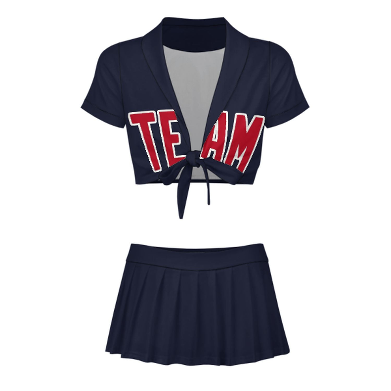 Maßgeschneidertes Stahlblau Rot Cheerleader Outfit Set