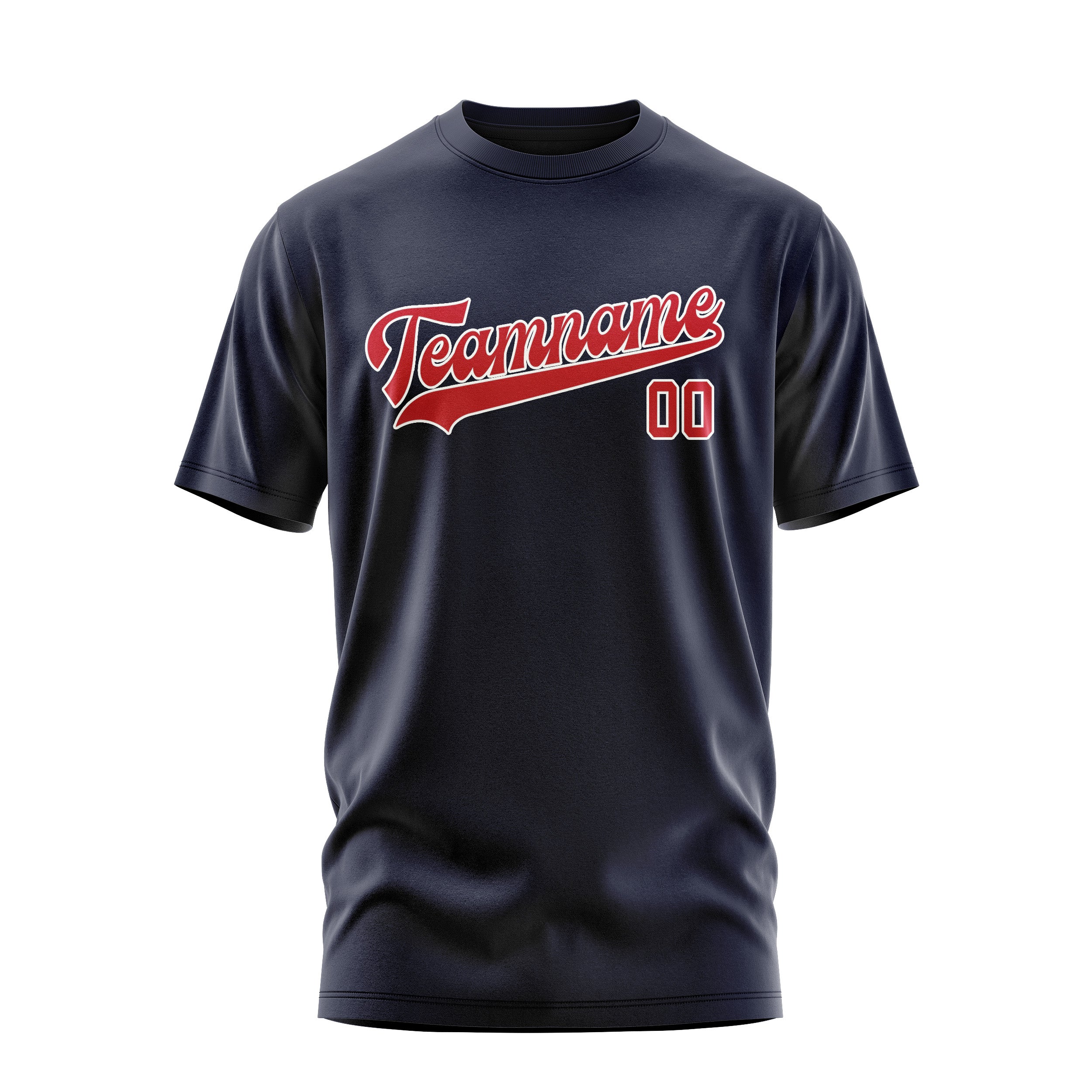 Maßgeschneidertes Stahlblau Rot T-Shirt