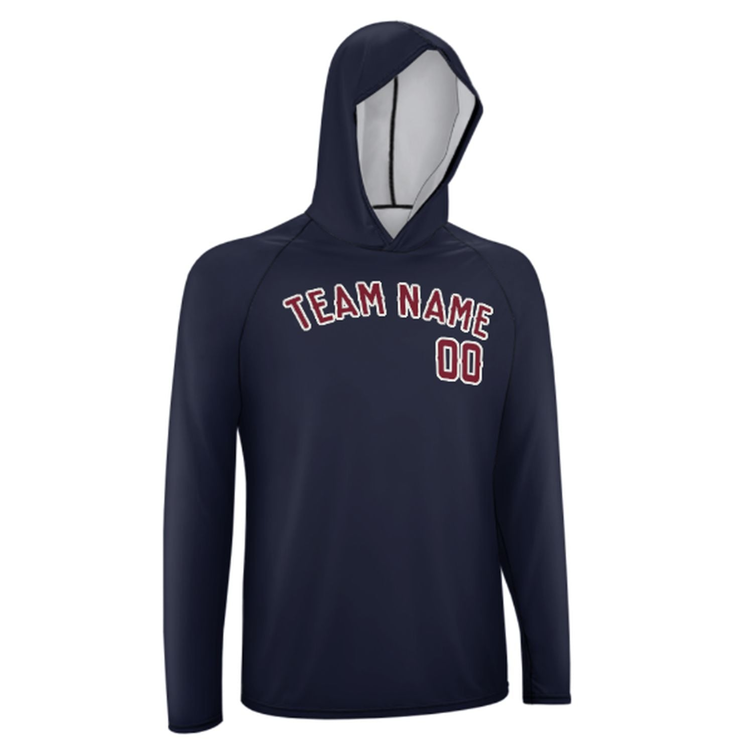 Maßgeschneidertes Stahlblau Karmesinrot UV-Hoodie