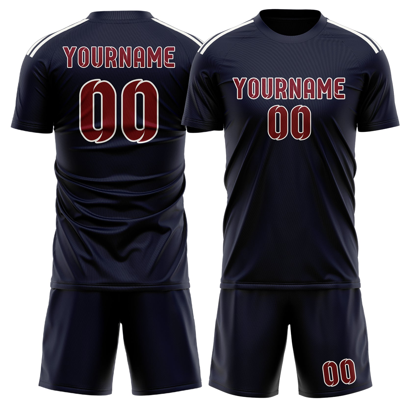 Maßgeschneidertes Professionelles Stahlblau Karmesinrot Fußballtrikot-Set