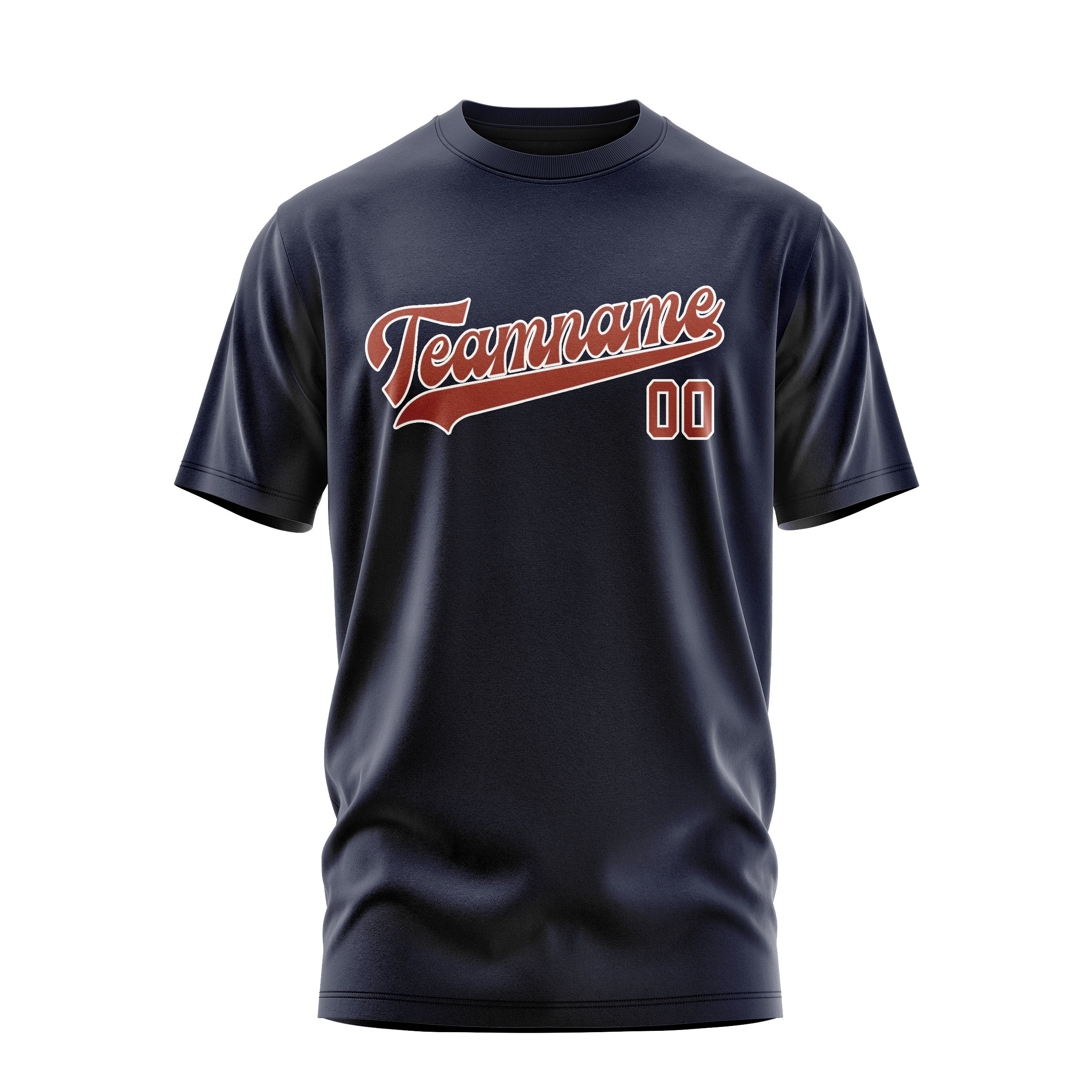 Maßgeschneidertes Stahlblau Korallenrot T-Shirt