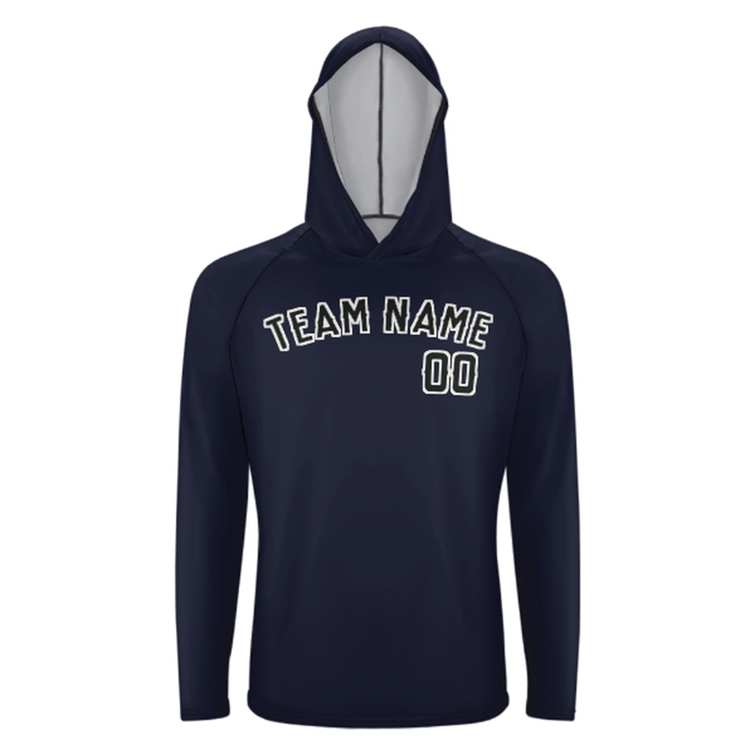 Maßgeschneidertes Stahlblau Schwarz UV-Hoodie