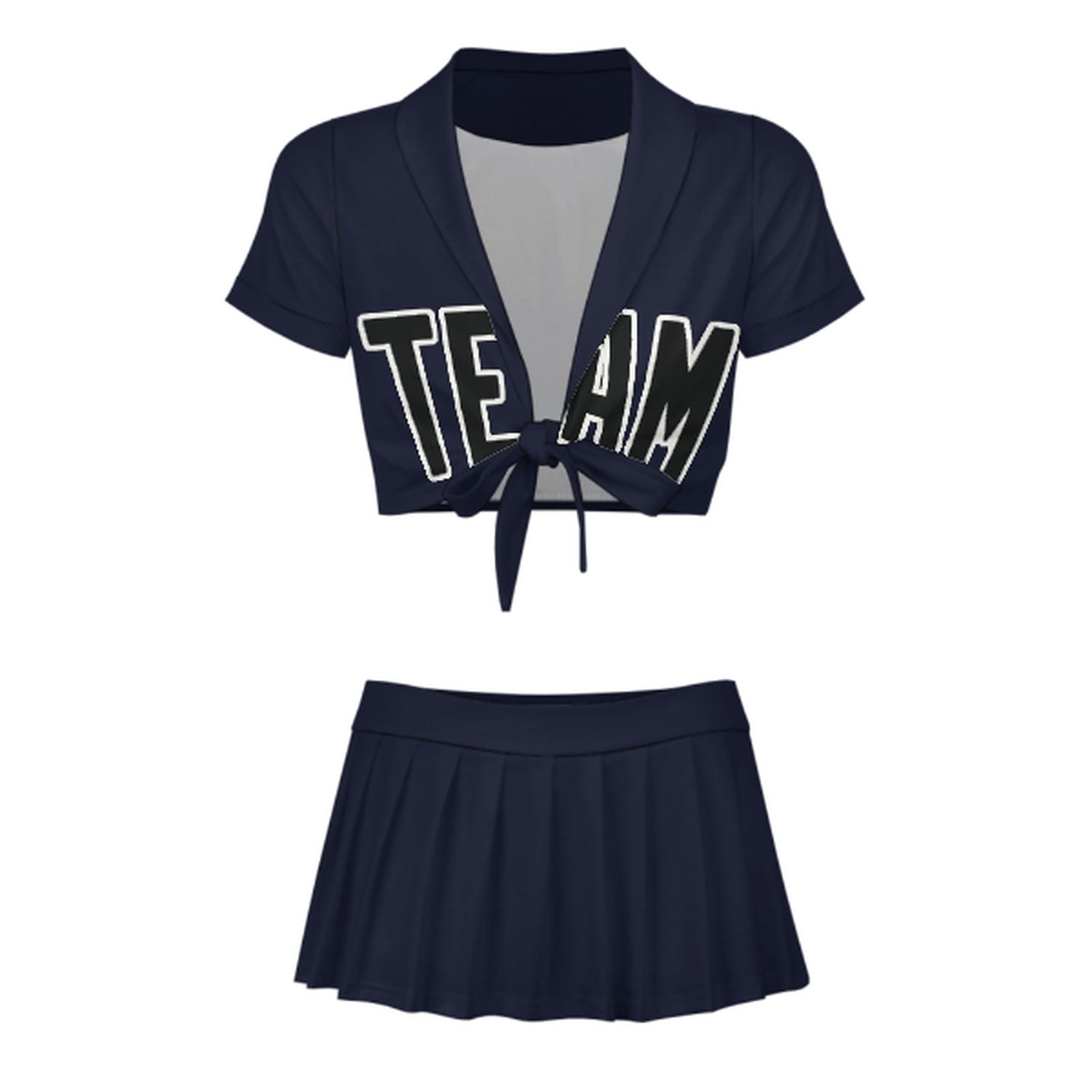 Maßgeschneidertes Stahlblau Schwarz Cheerleader Outfit Set