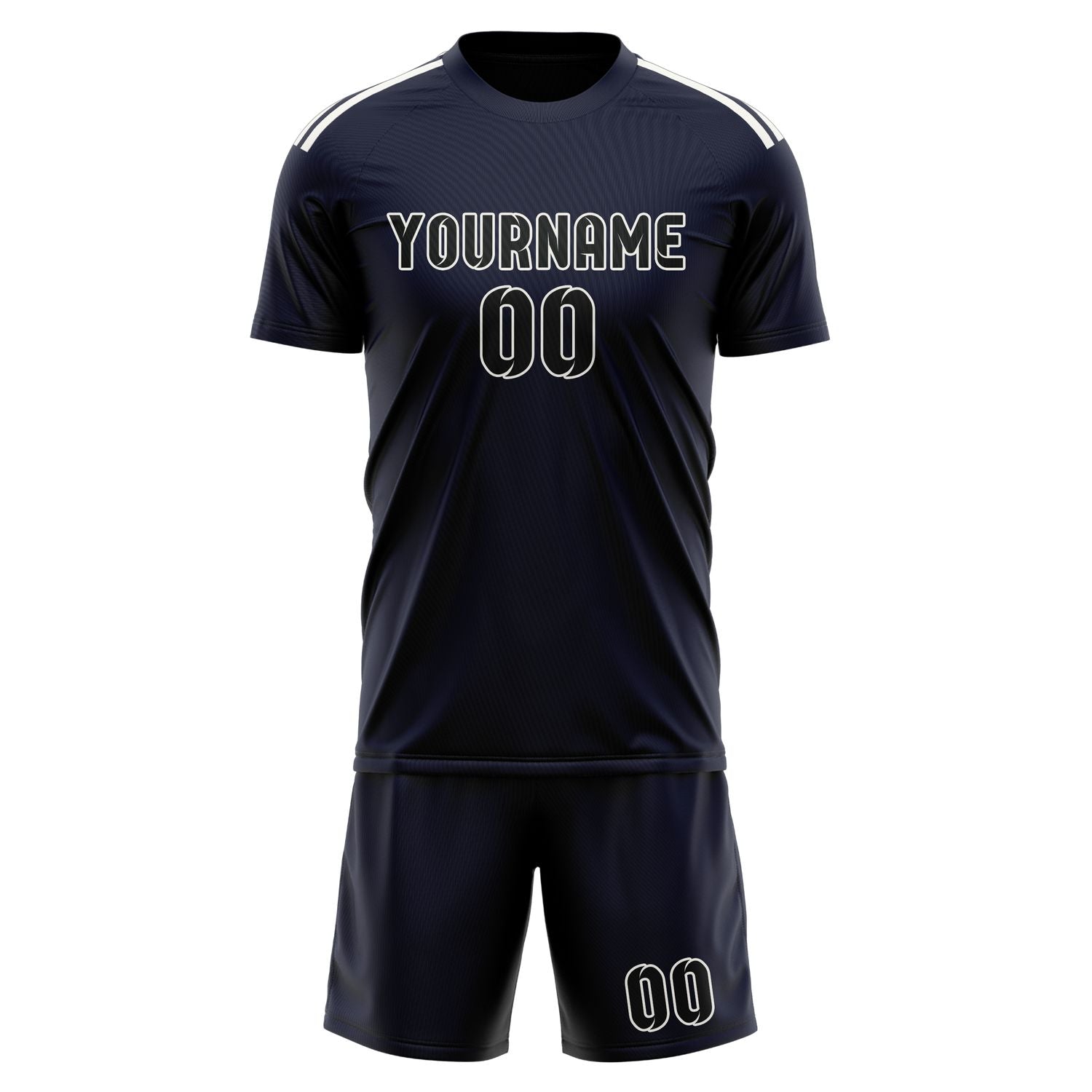 Maßgeschneidertes Professionelles Stahlblau Schwarz Fußballtrikot-Set