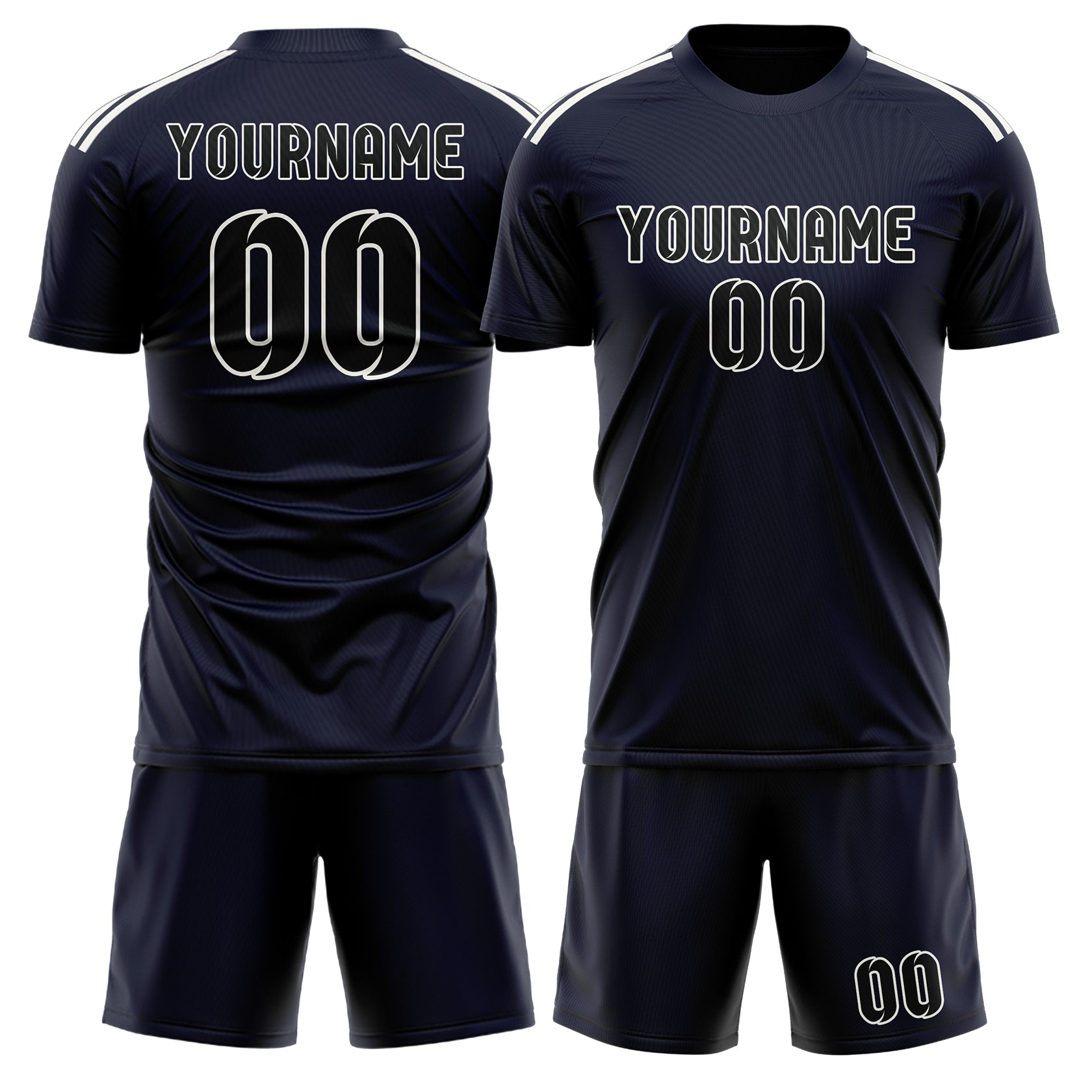 Maßgeschneidertes Professionelles Stahlblau Schwarz Fußballtrikot-Set