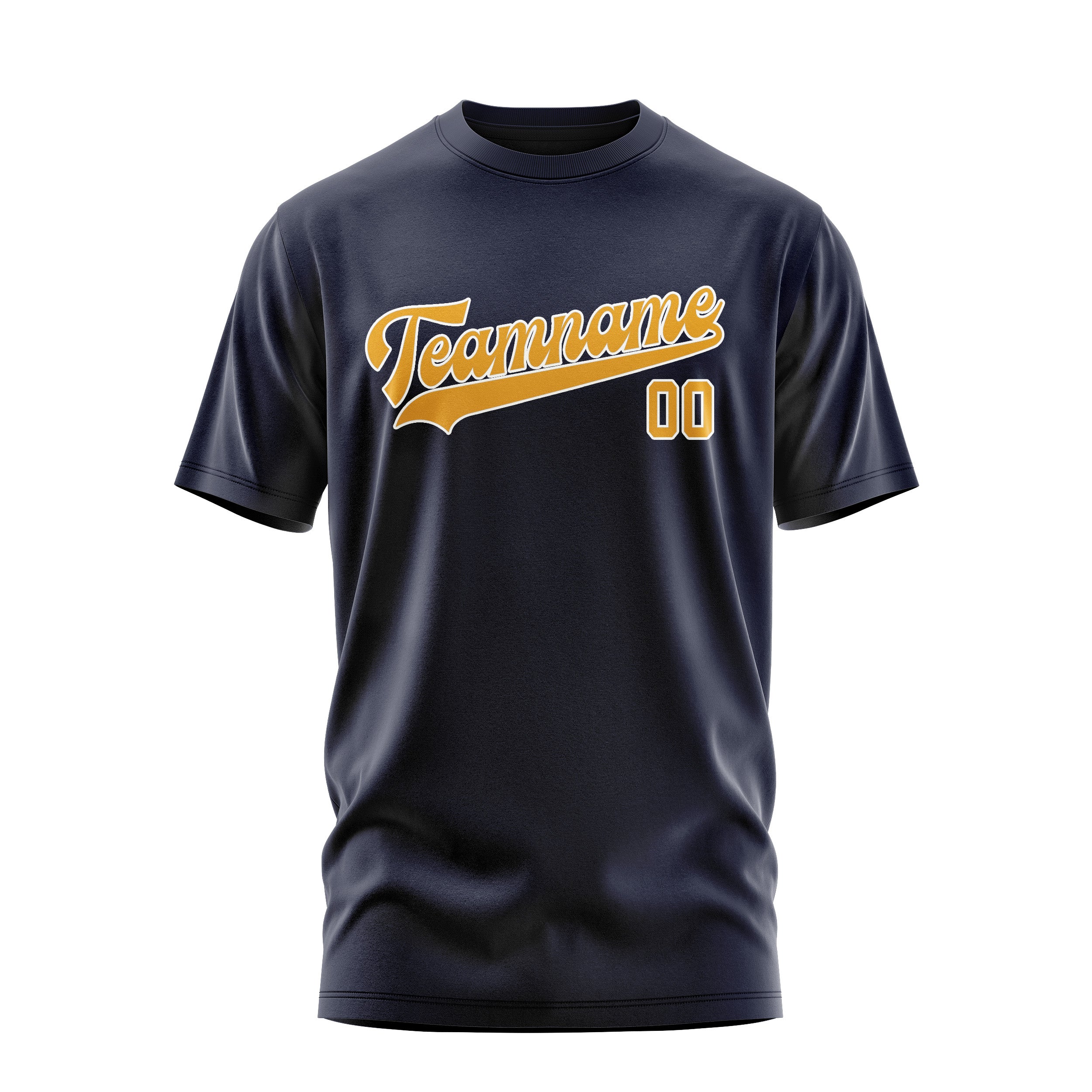 Maßgeschneidertes Stahlblau Gelb T-Shirt