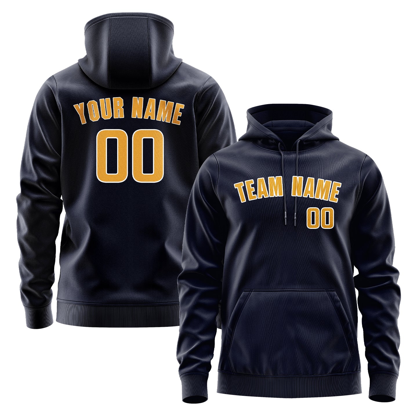 Maßgeschneidertes Stahlblau Gelb Hoodie