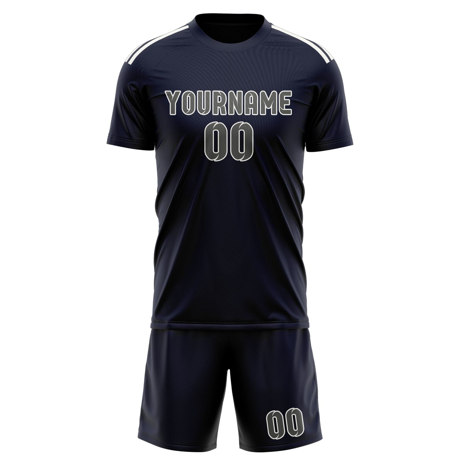 Maßgeschneidertes Professionelles Stahlblau Dunkelgrau Fußballtrikot-Set