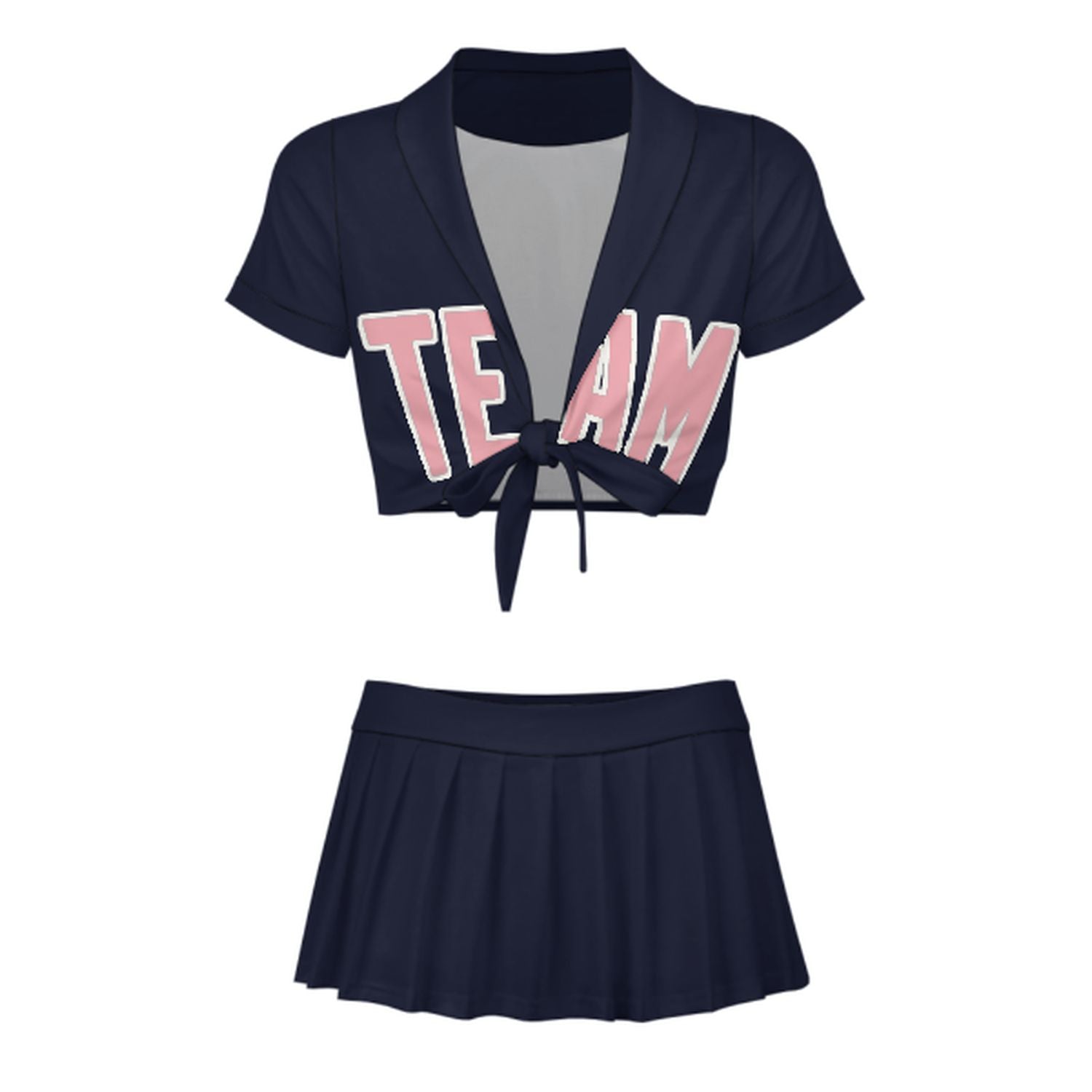 Maßgeschneidertes Stahlblau Rosa Cheerleader Outfit Set