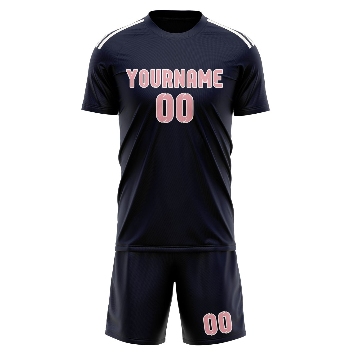 Maßgeschneidertes Professionelles Stahlblau Rosa Fußballtrikot-Set