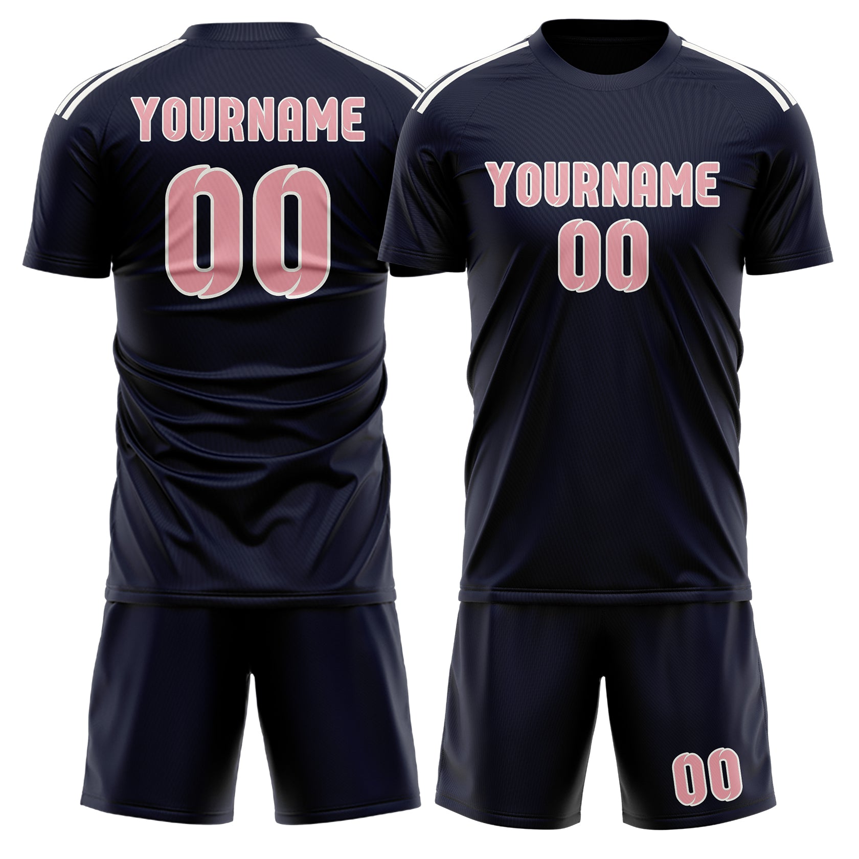 Maßgeschneidertes Professionelles Stahlblau Rosa Fußballtrikot-Set