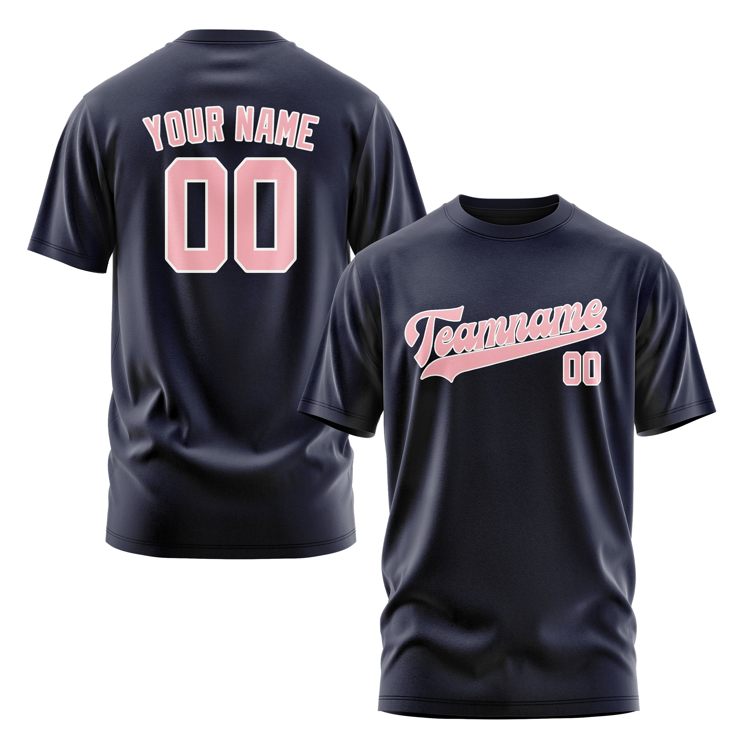 Maßgeschneidertes Stahlblau Rosa T-Shirt