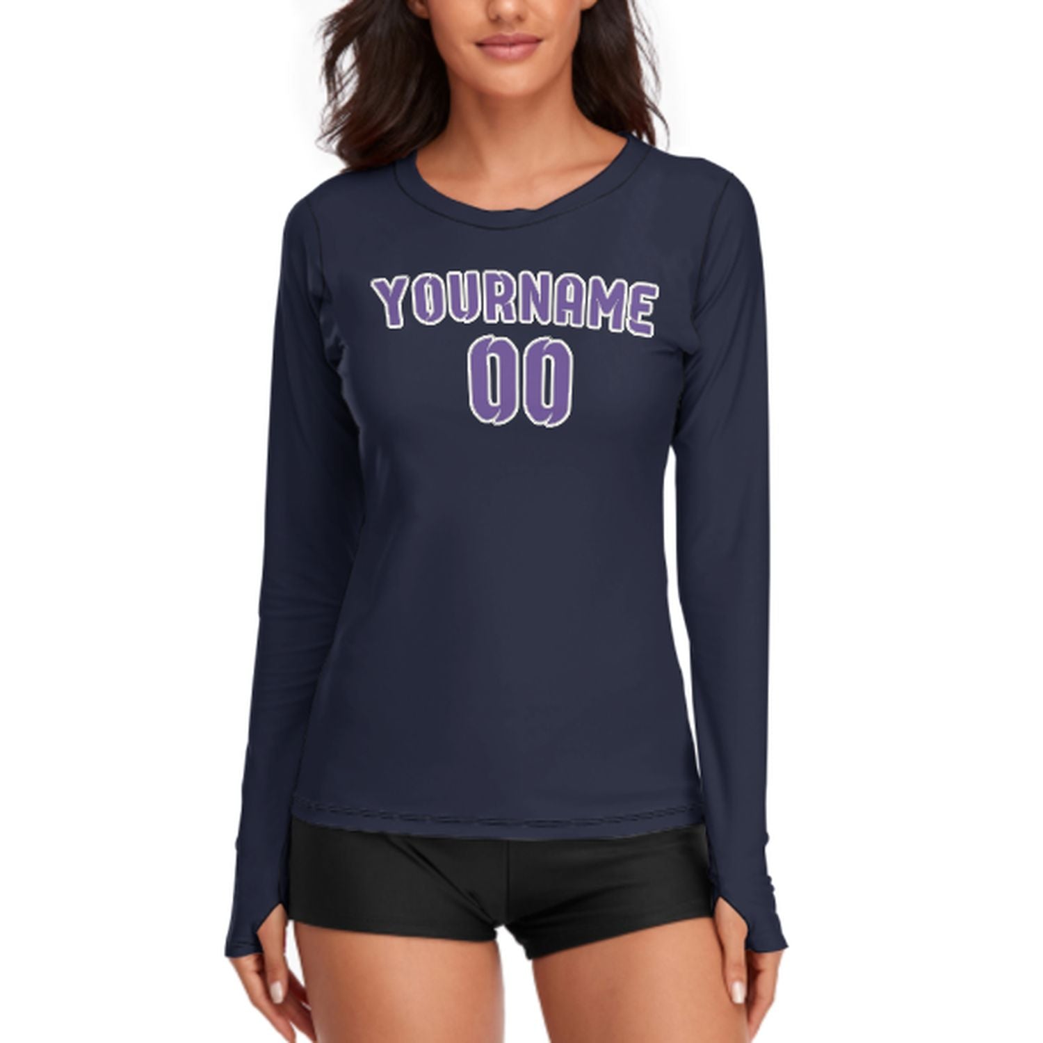 Maßgeschneidertes Stahlblau Lavendel Damen Langarmshirt