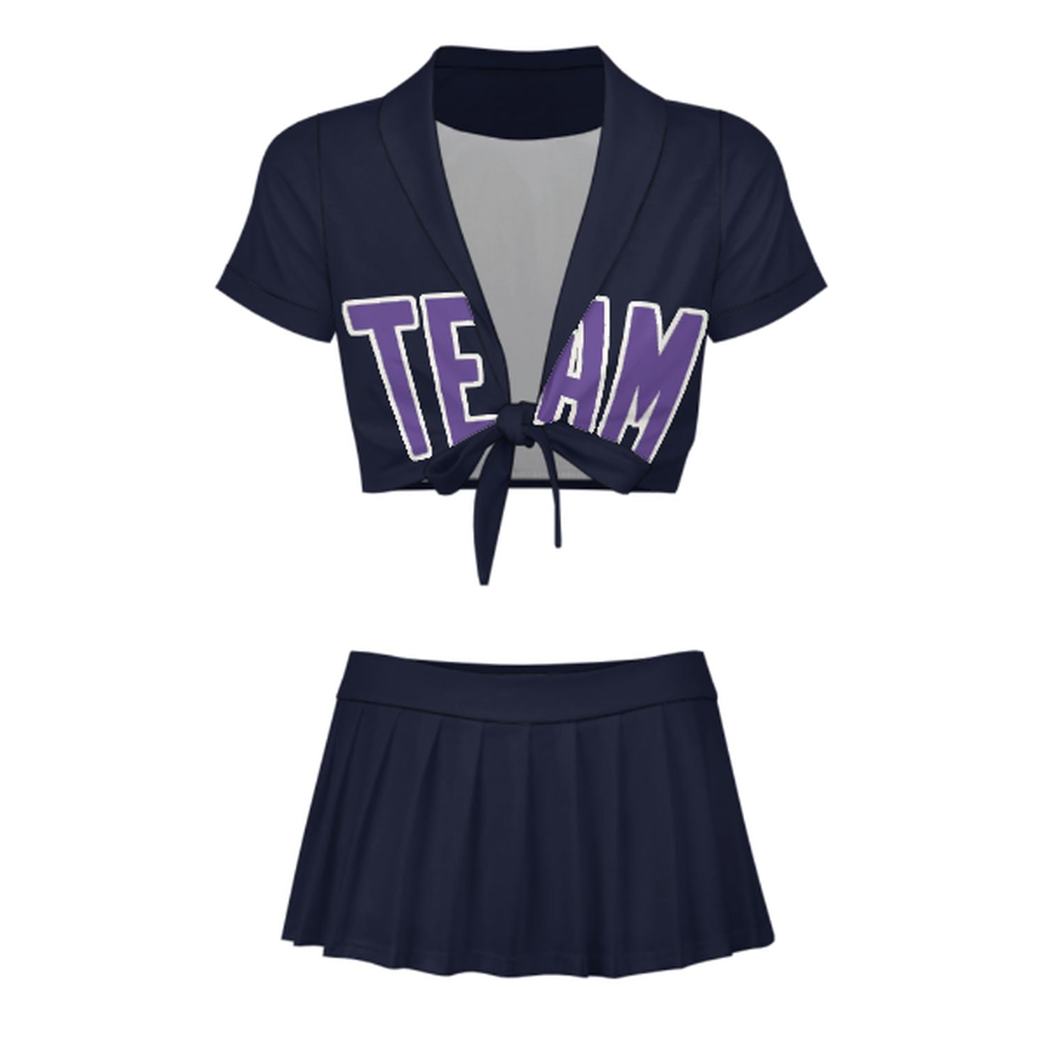Maßgeschneidertes Stahlblau Lavendel Cheerleader Outfit Set