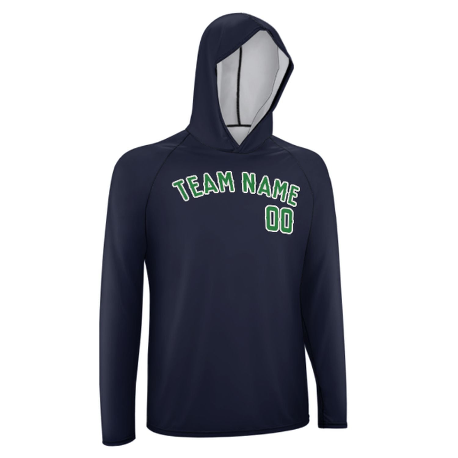 Maßgeschneidertes Stahlblau Smaragdgrün UV-Hoodie