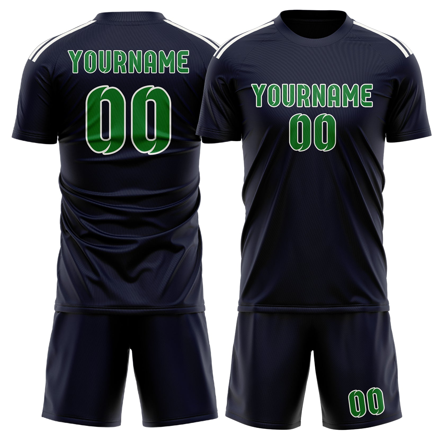 Maßgeschneidertes Professionelles Stahlblau Smaragdgrün Fußballtrikot-Set