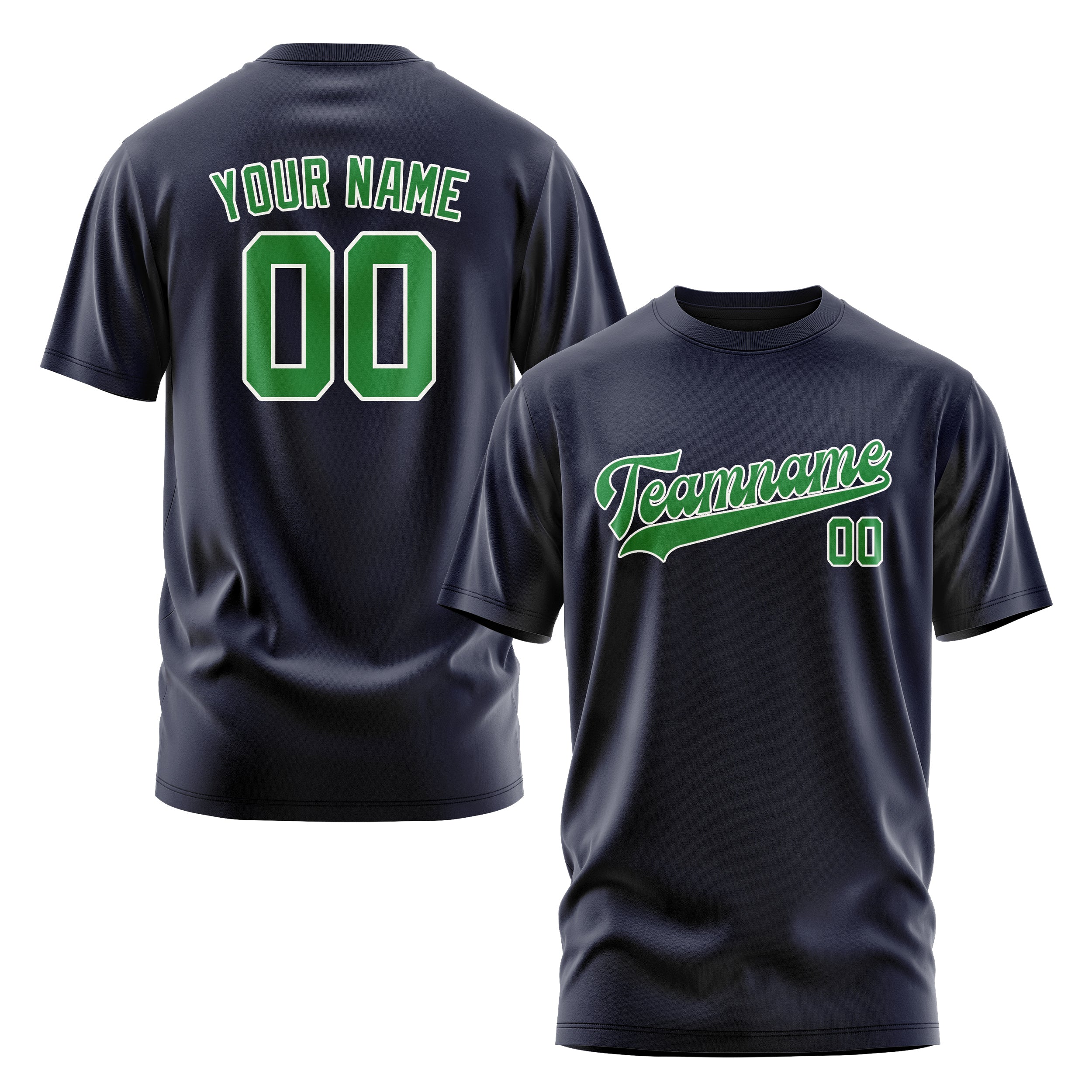 Maßgeschneidertes Stahlblau Smaragdgrün T-Shirt