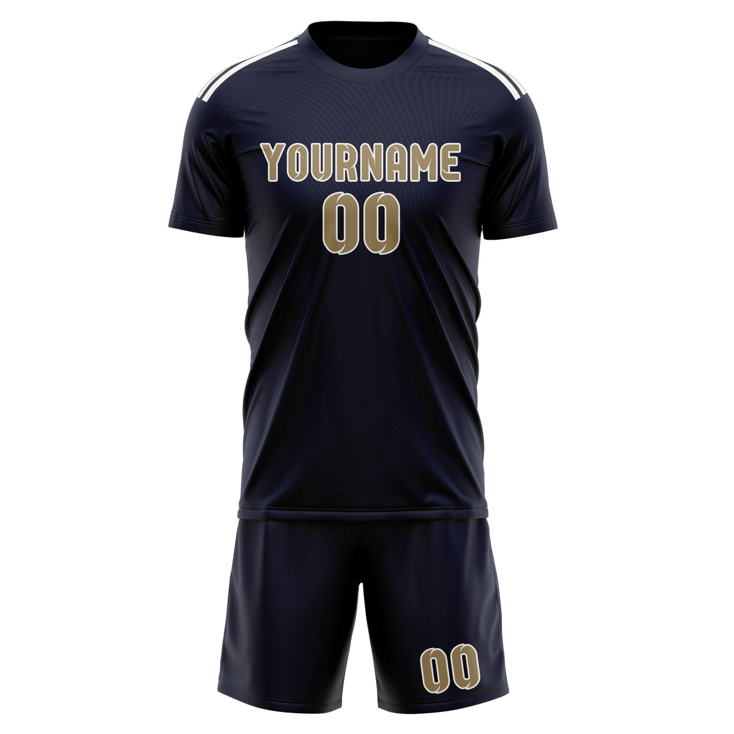 Maßgeschneidertes Professionelles Stahlblau Hellkhaki Fußballtrikot-Set