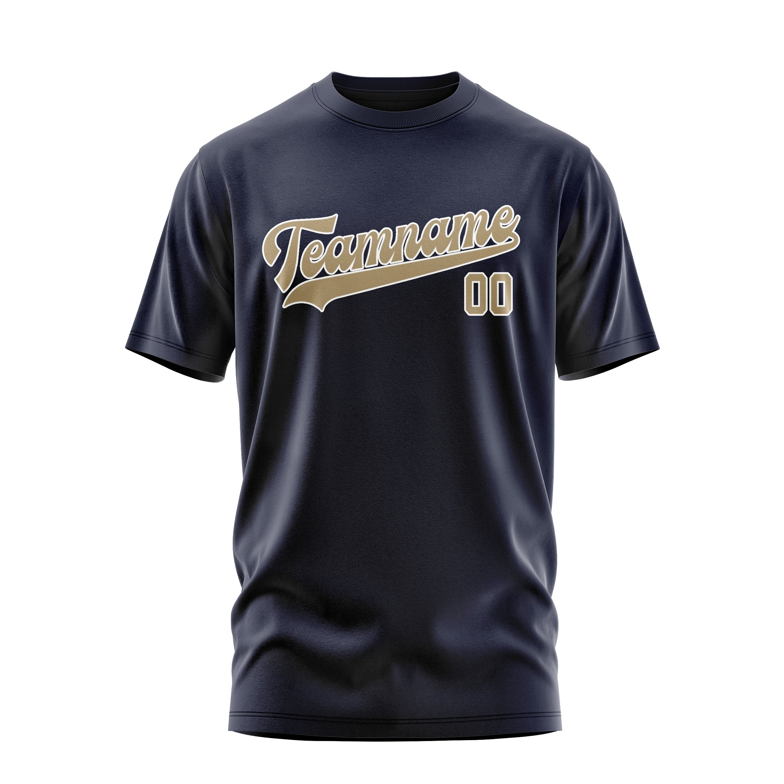 Maßgeschneidertes Stahlblau Hellkhaki T-Shirt