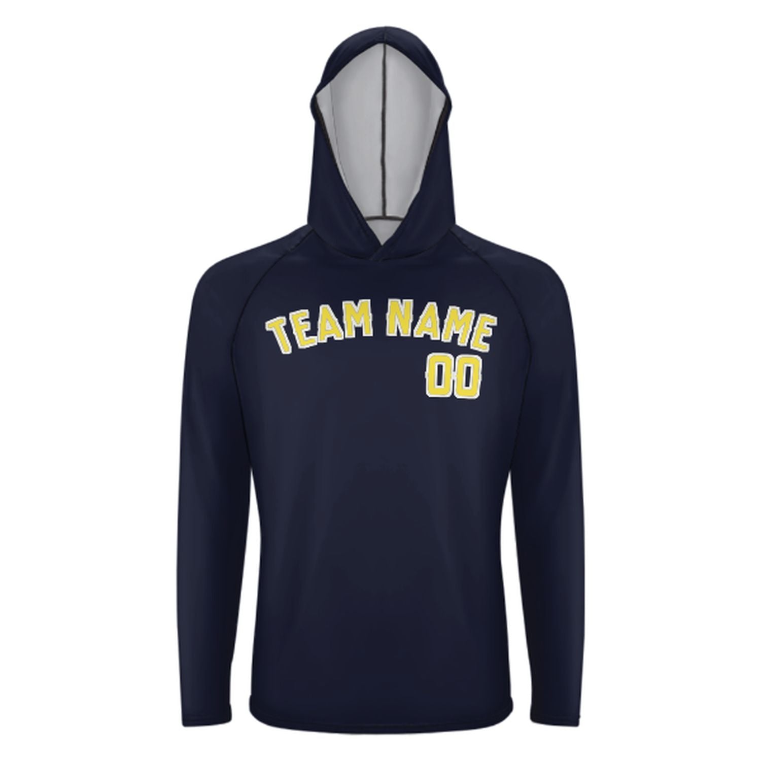 Maßgeschneidertes Stahlblau Blassgelb UV-Hoodie
