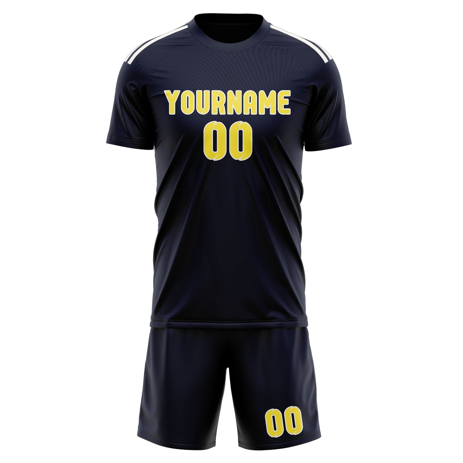 Maßgeschneidertes Professionelles Stahlblau Blassgelb Fußballtrikot-Set