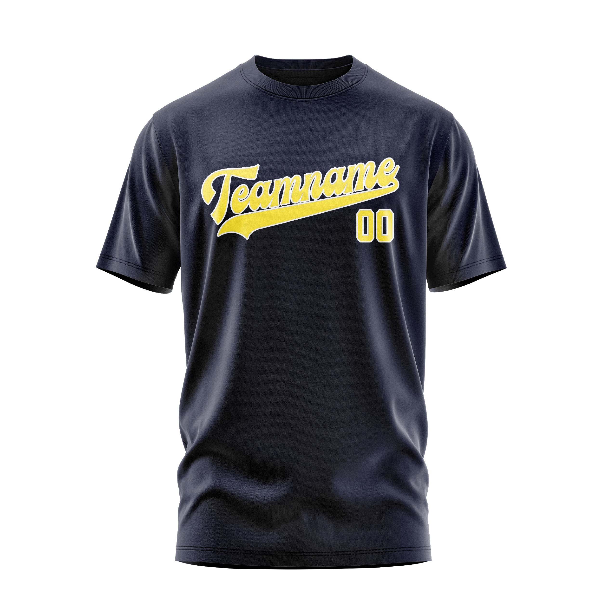 Maßgeschneidertes Stahlblau Blassgelb T-Shirt
