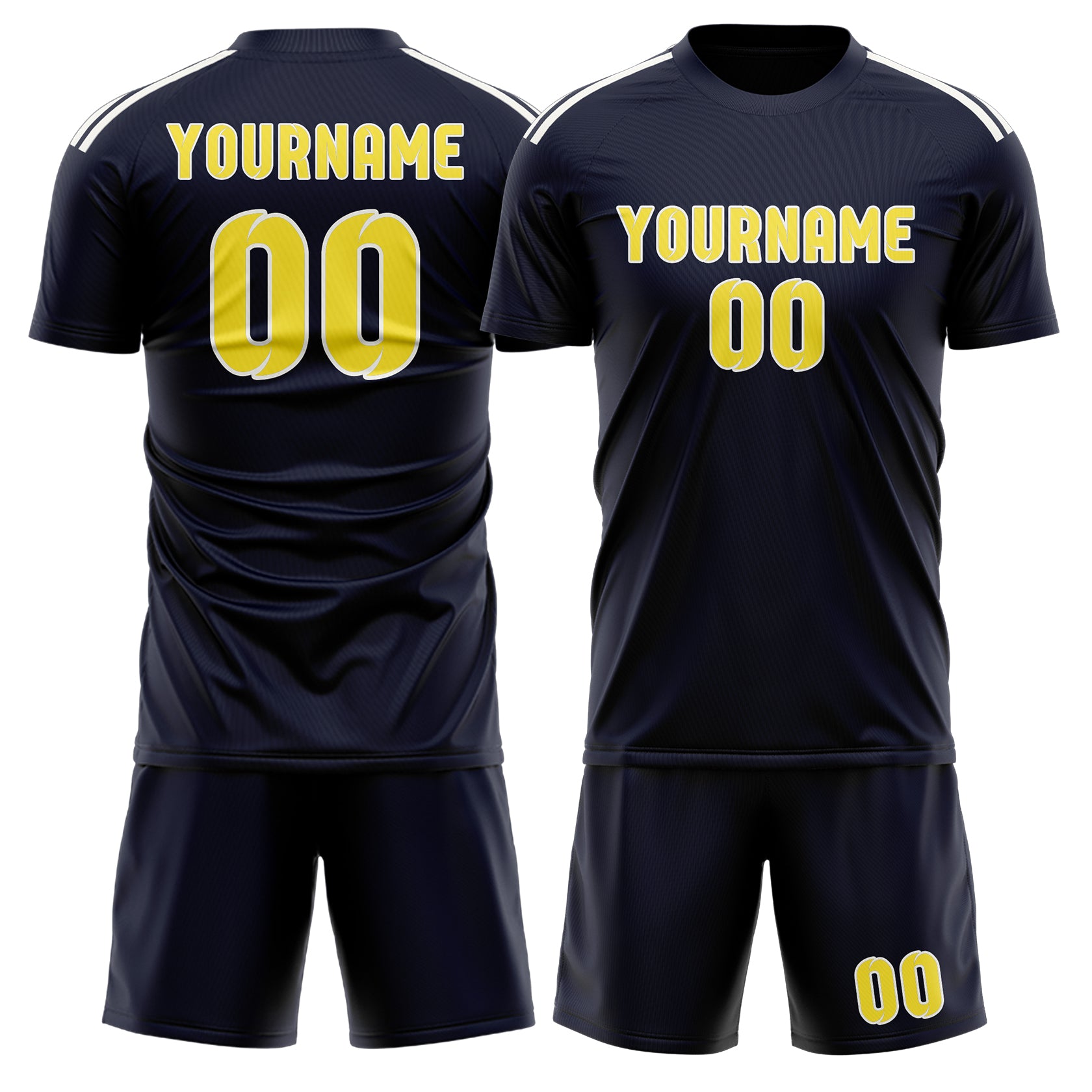Maßgeschneidertes Professionelles Stahlblau Blassgelb Fußballtrikot-Set