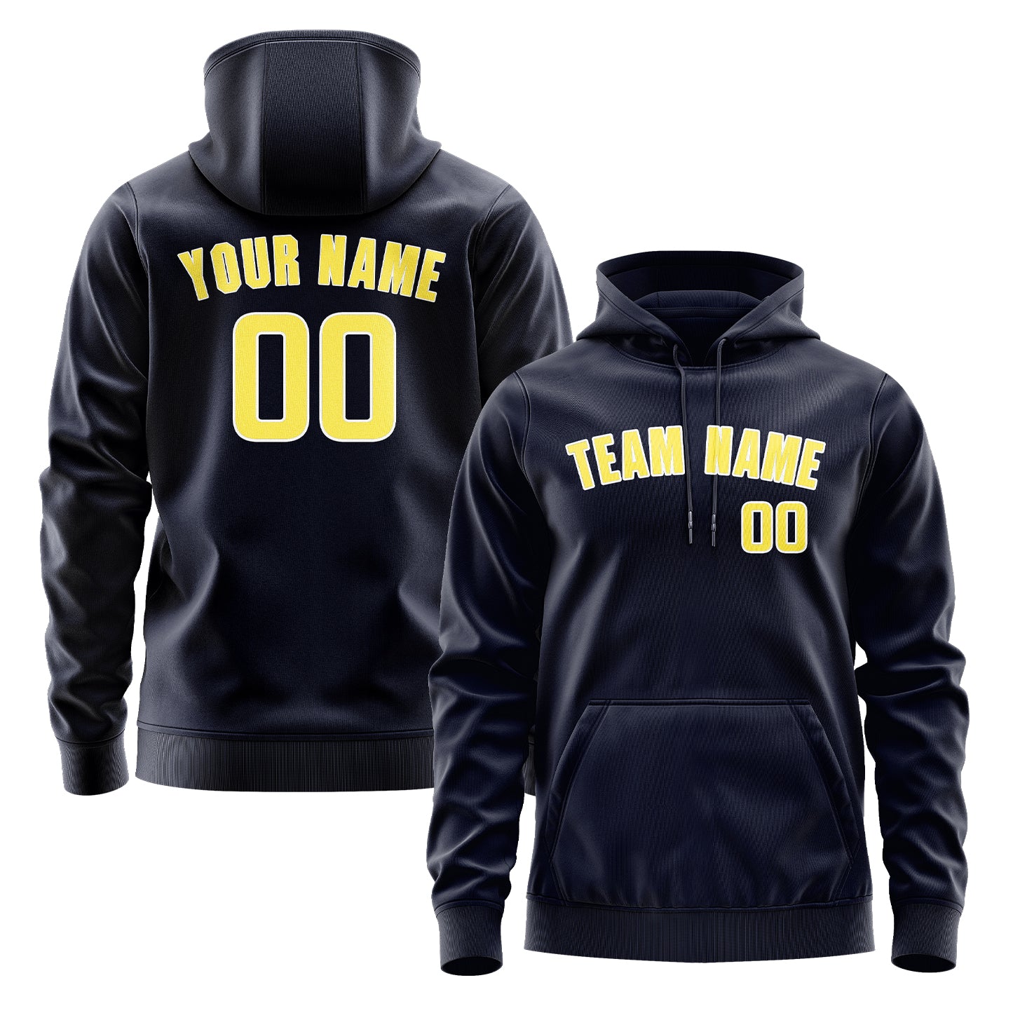 Maßgeschneidertes Stahlblau Blassgelb Hoodie