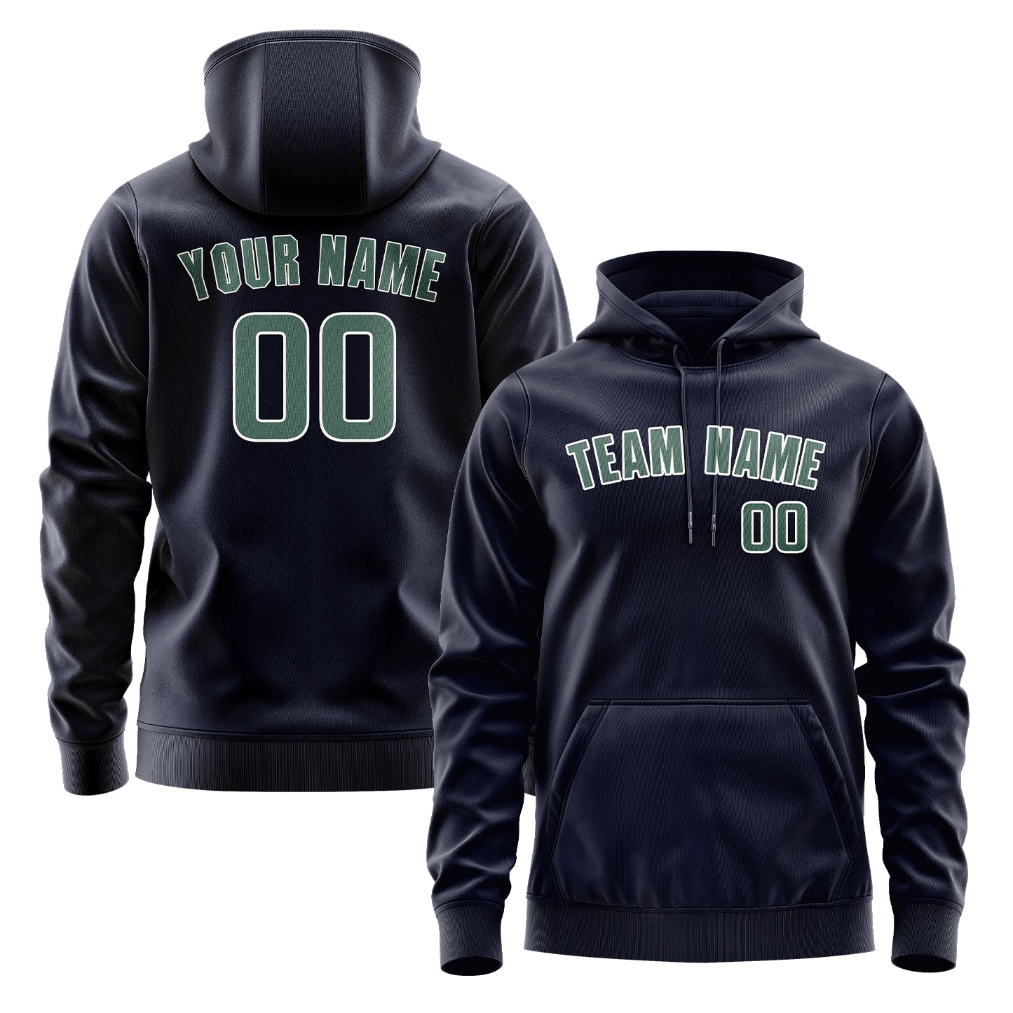 Maßgeschneidertes Stahlblau Blaugrün Hoodie