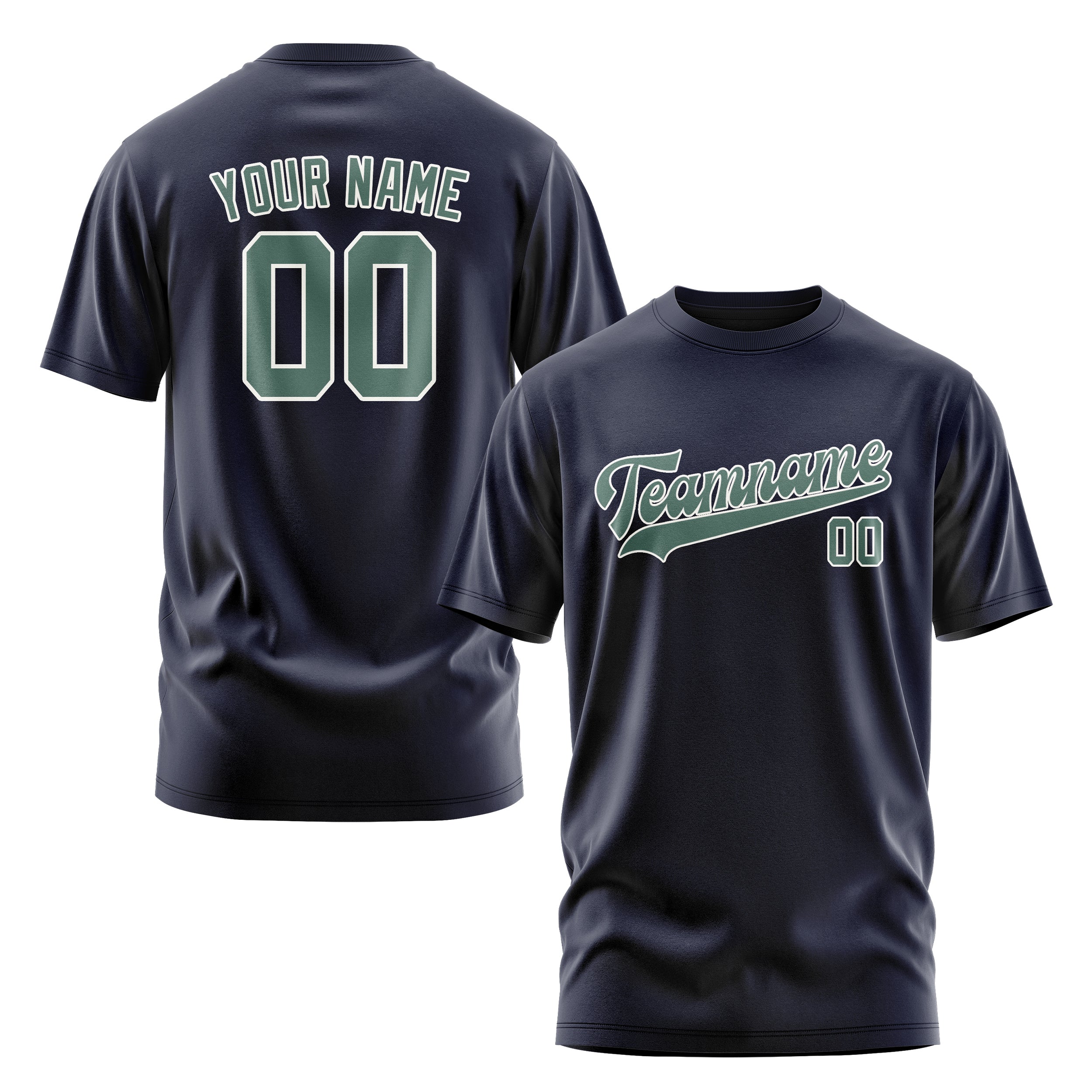 Maßgeschneidertes Stahlblau Blaugrün T-Shirt