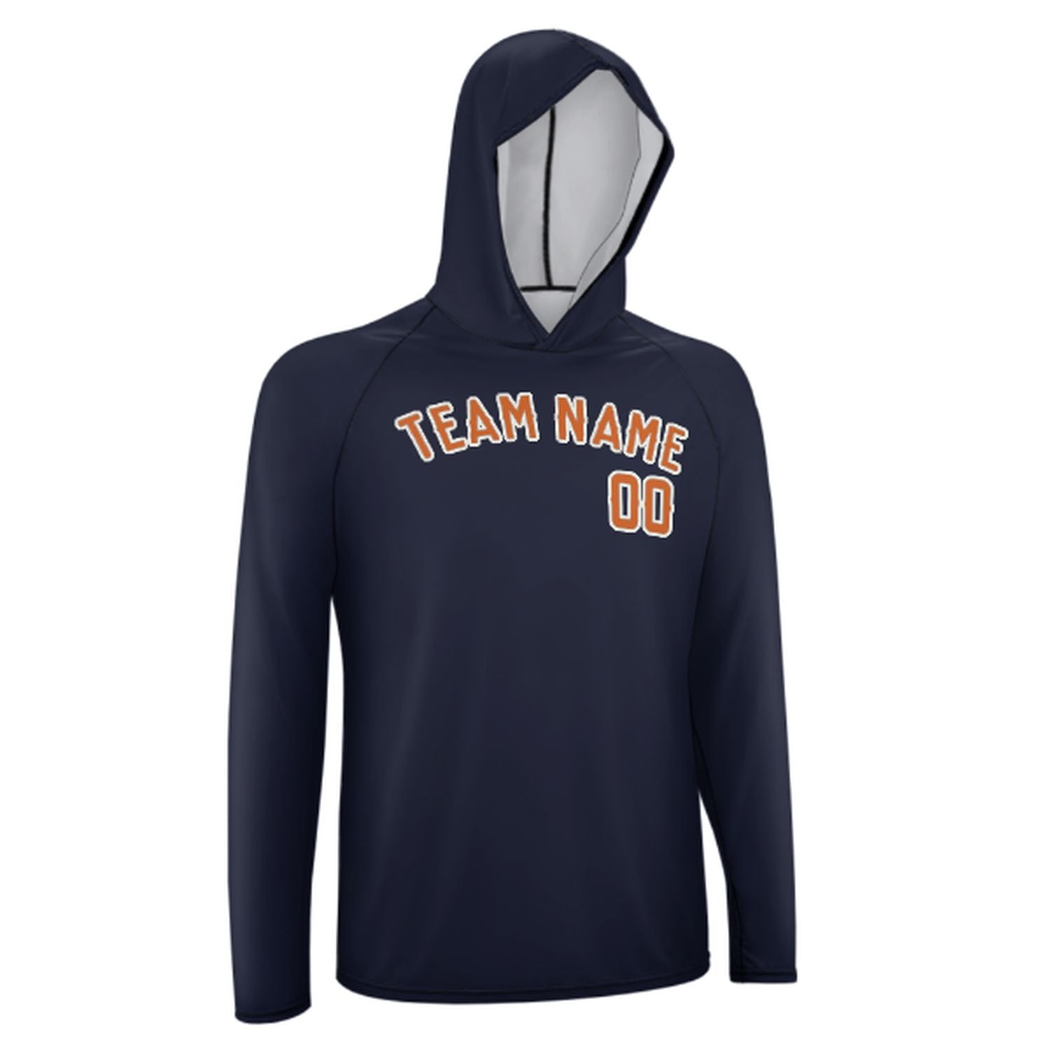 Maßgeschneidertes Stahlblau Orange UV-Hoodie