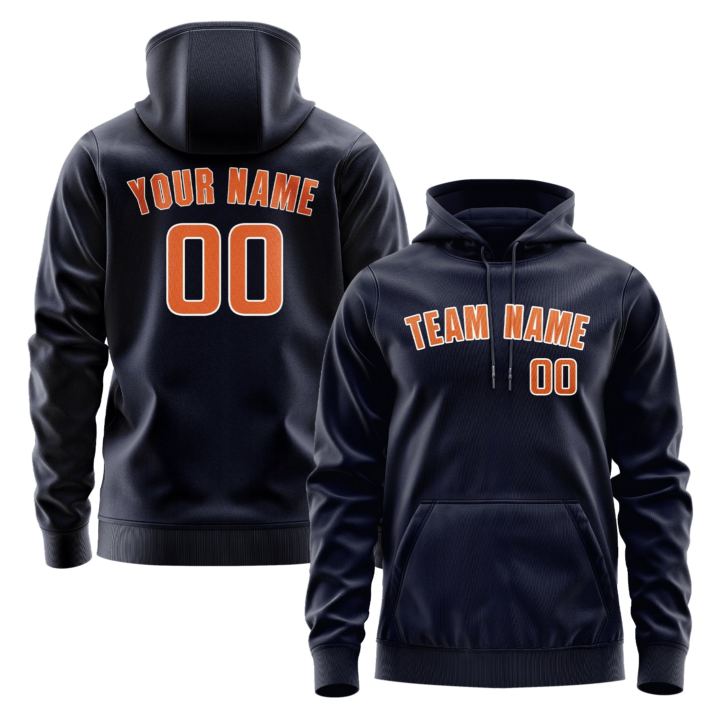 Maßgeschneidertes Stahlblau Orange Hoodie