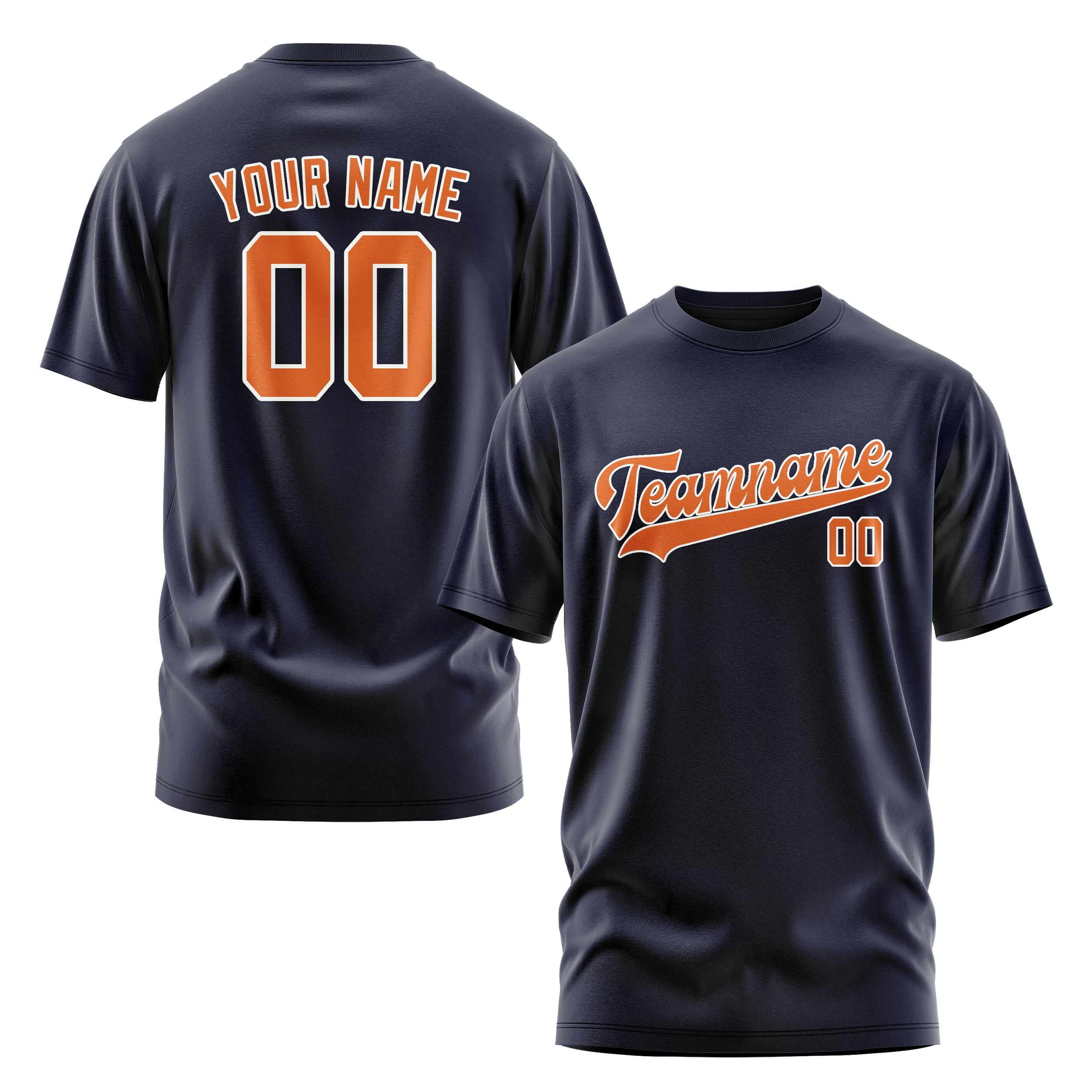 Maßgeschneidertes Stahlblau Orange T-Shirt