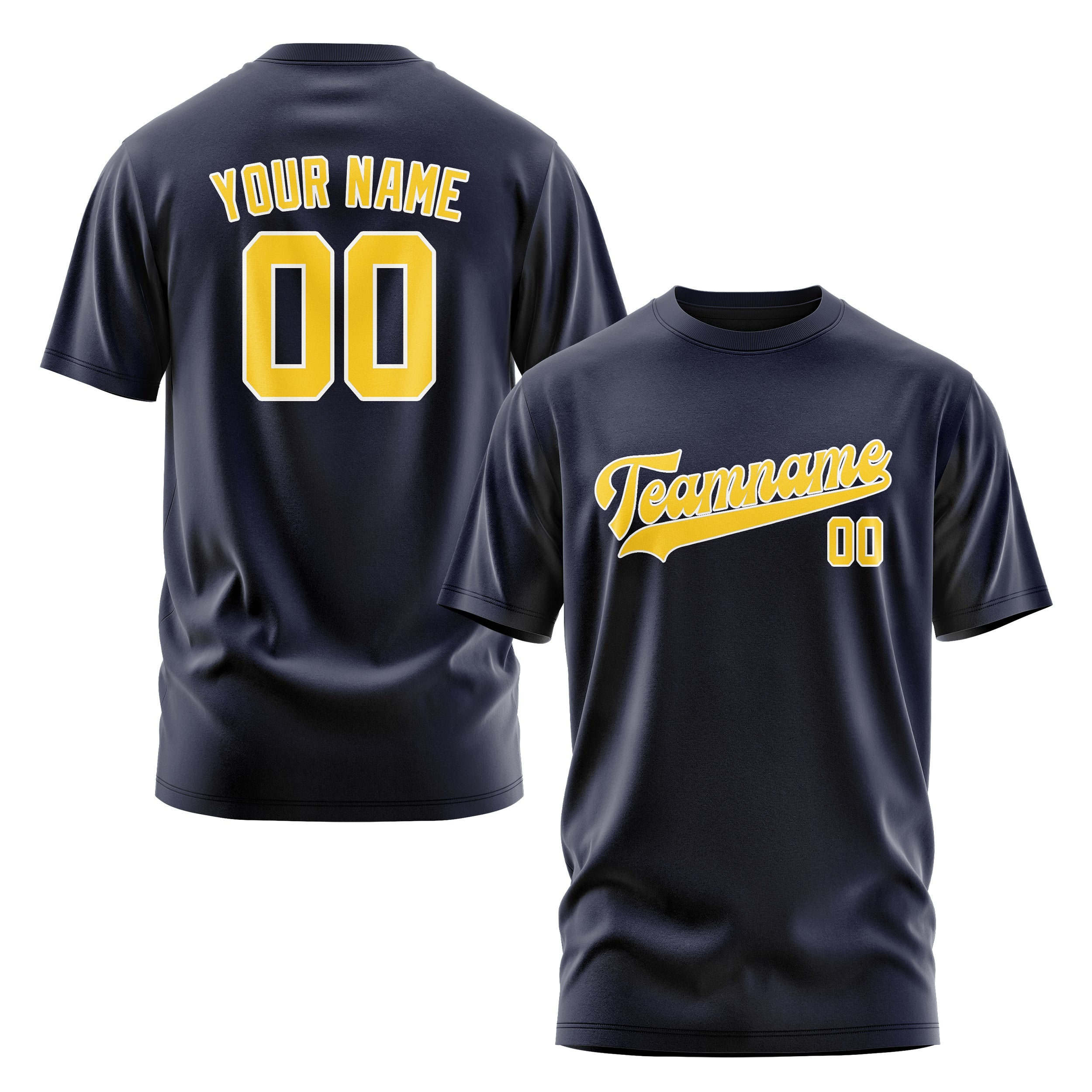 Maßgeschneidertes Stahlblau Gold T-Shirt