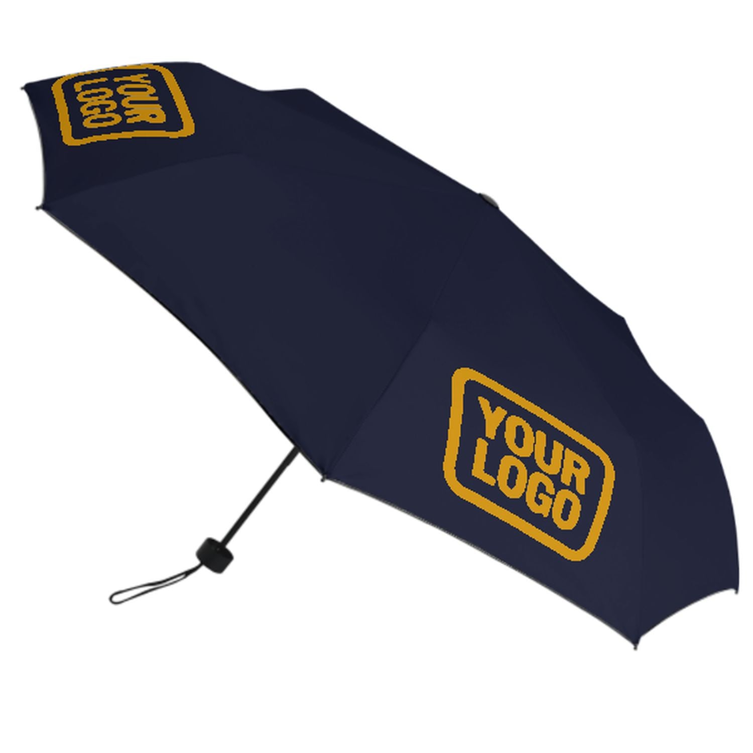 Maßgeschneidertes Stahlblau Gelb Automatik-Regenschirm