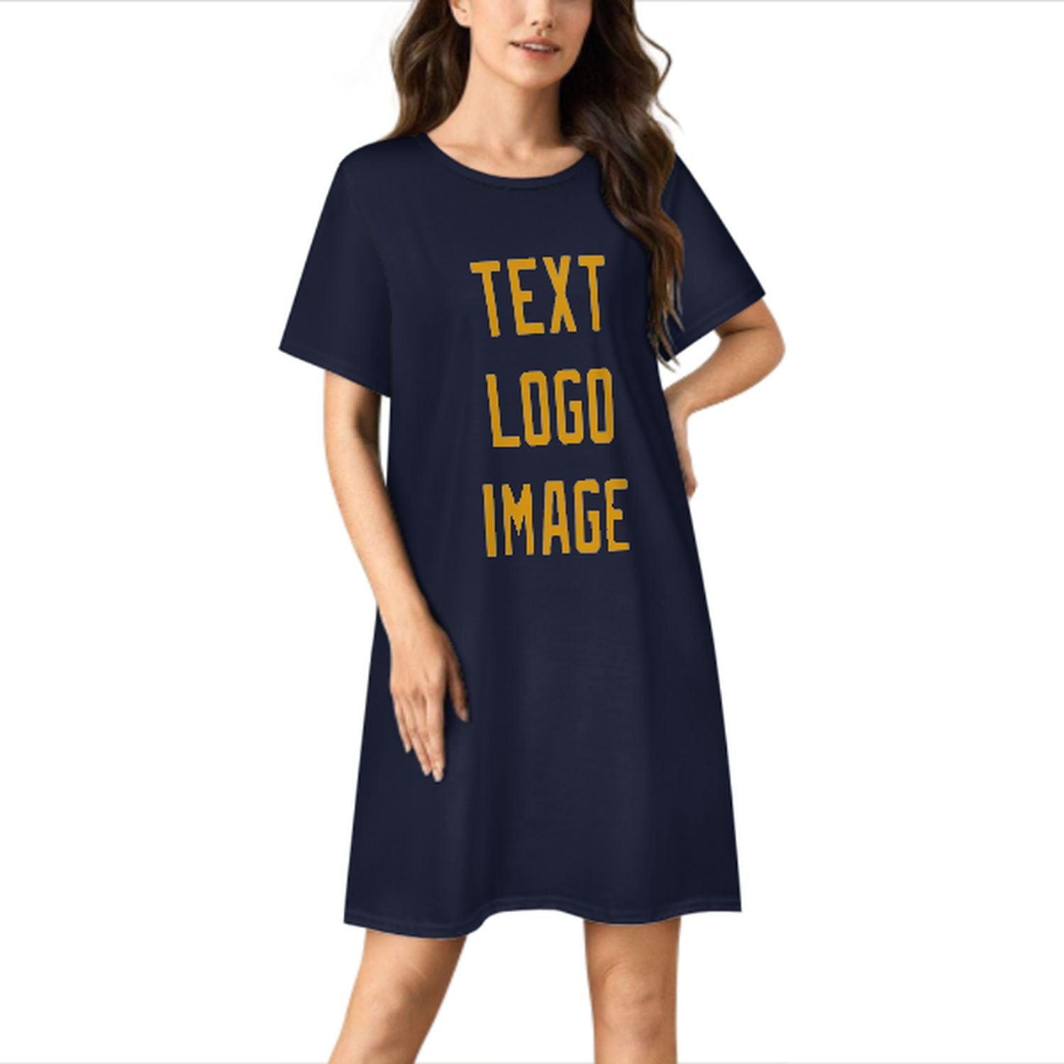 Camicia da notte su misura blu acciaio gialla