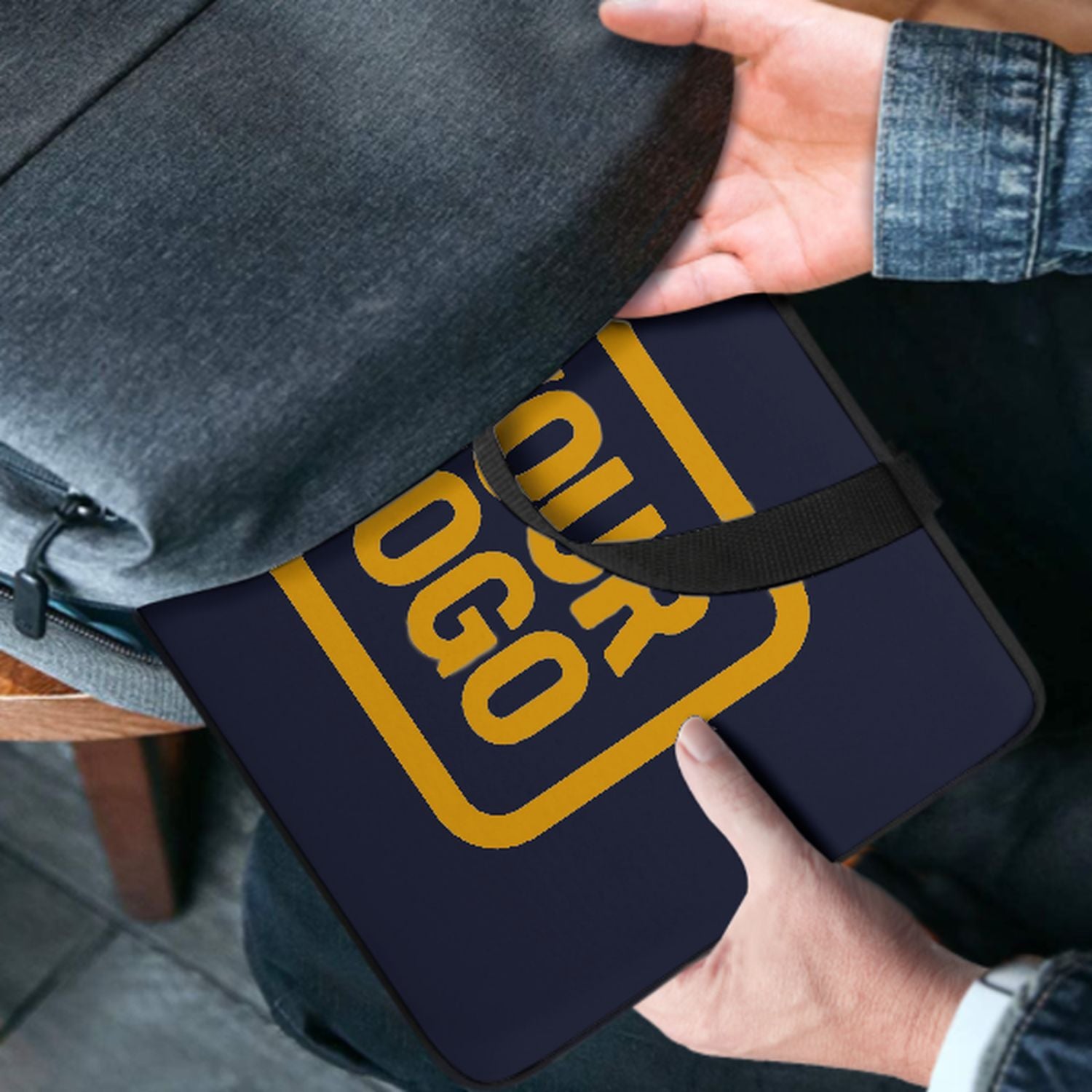 Maßgeschneidertes Stahlblau Yellow Laptop Tasche