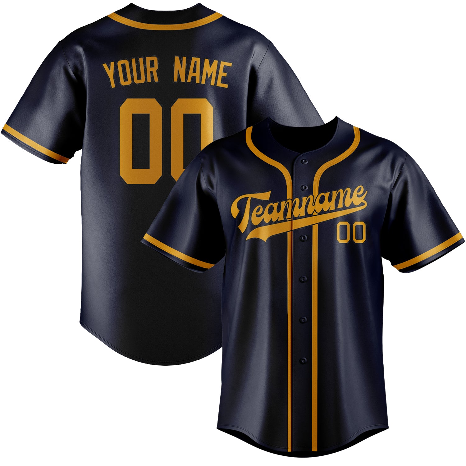 Benutzerdefiniertes Professionelles Stahlblau Gelb Baseballtrikot