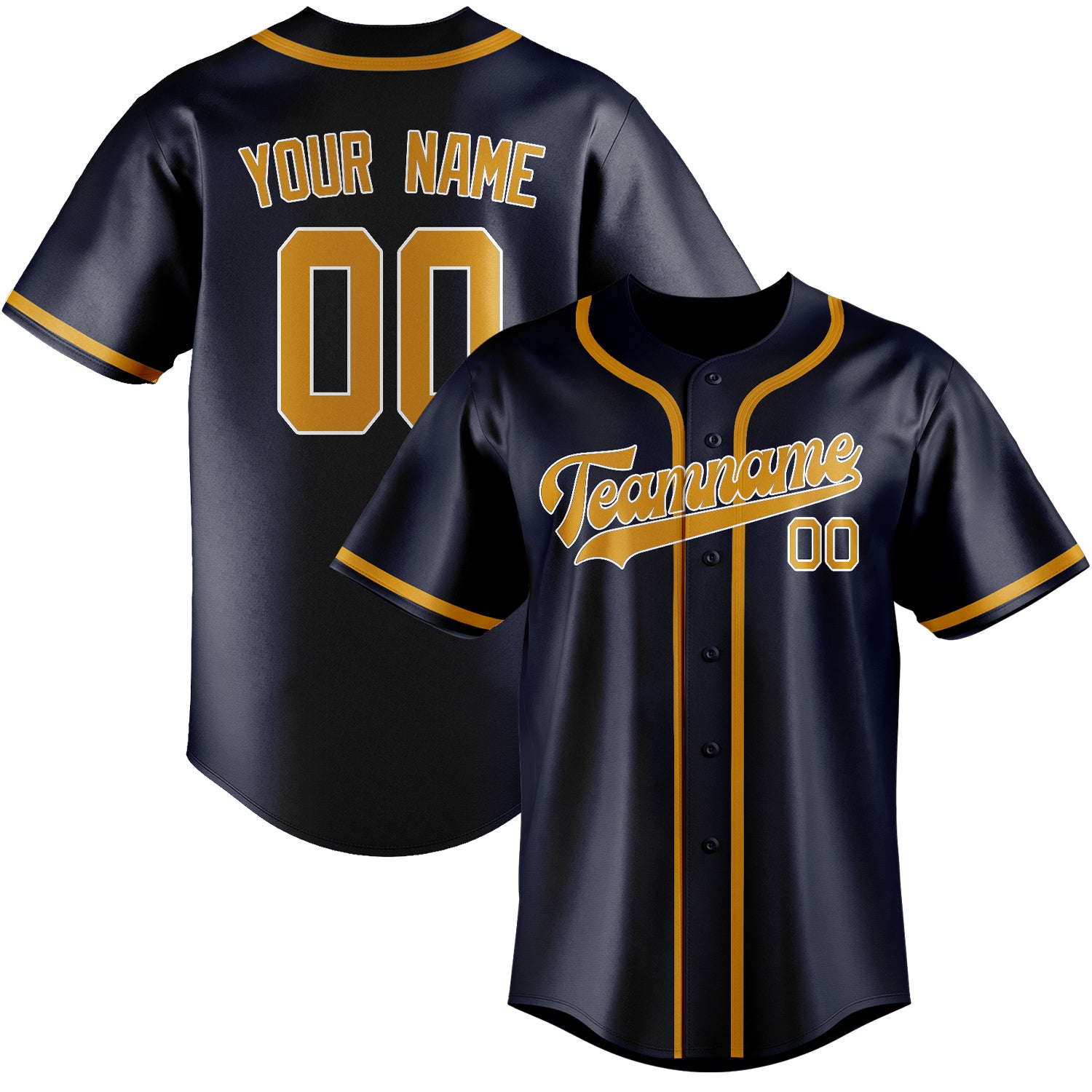Benutzerdefiniertes Professionelles Stahlblau Gelb Baseballtrikot