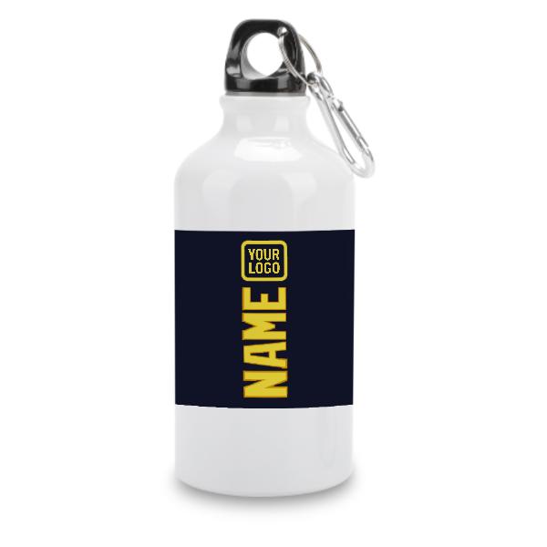 Maßgeschneidertes Stahlblau Blassgelb Sportflasche