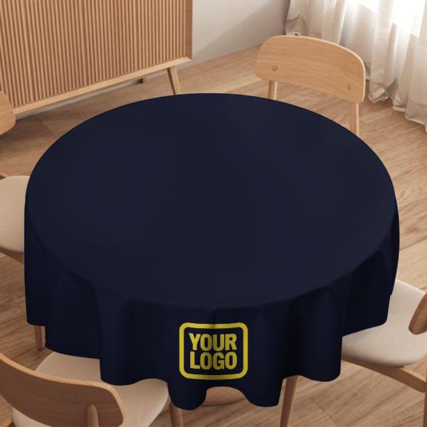 Maßgeschneidertes Stahlblau Blassgelb Runde Tischdecke