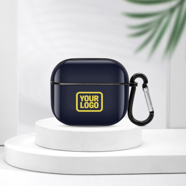 Maßgeschneidertes Stahlblau Blassgelb AirPods-Hülle (3. Generation)