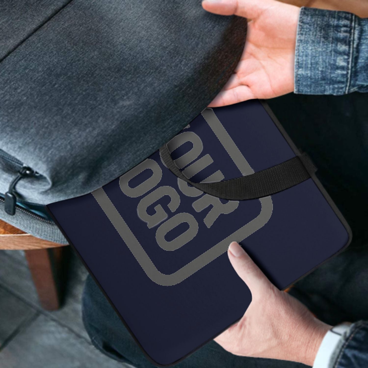 Maßgeschneidertes Stahlblau Dark Grey Laptop Tasche