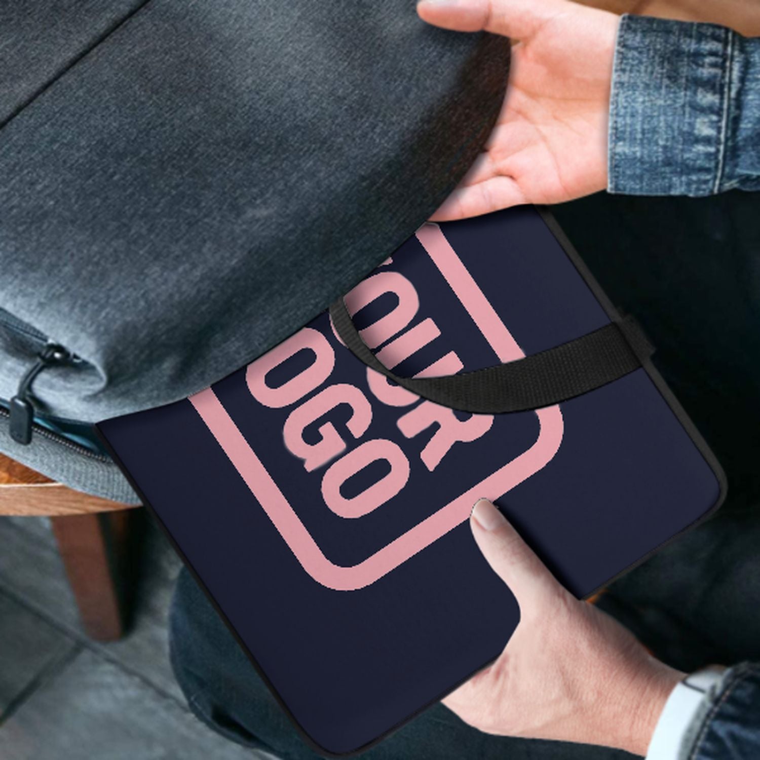 Maßgeschneidertes Stahlblau Light Pink Laptop Tasche